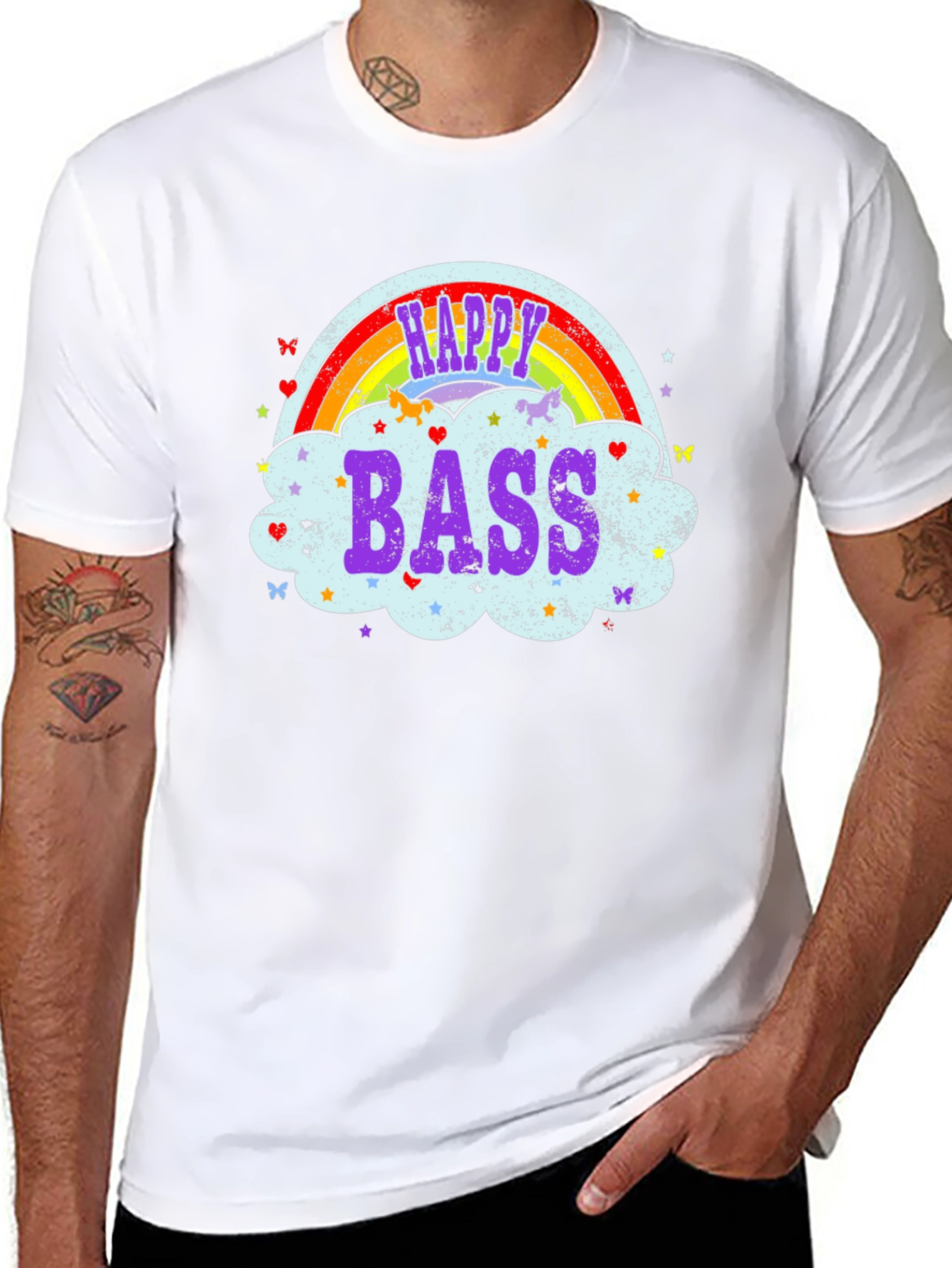 Happy Bass Rainbow Cloud T-Shirt