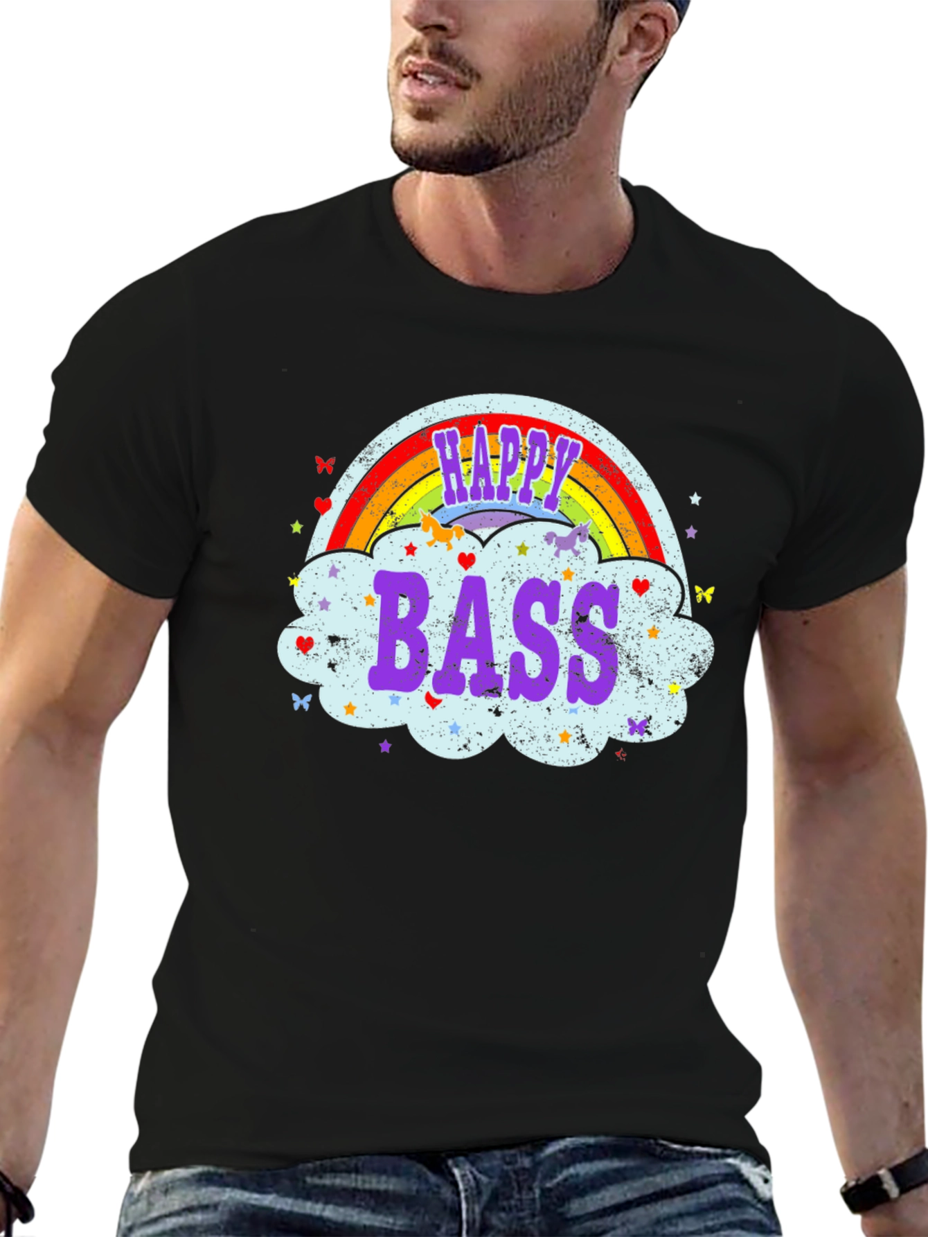 Happy Bass Rainbow Cloud T-Shirt