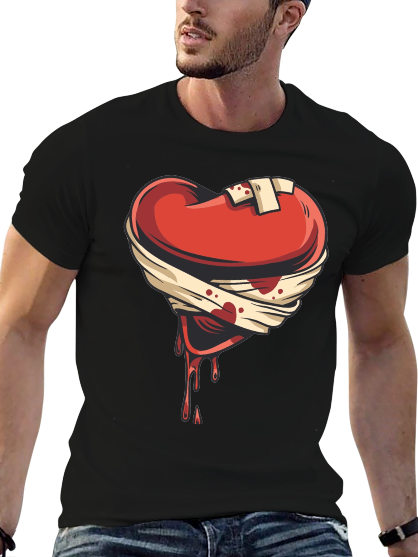 Wounded Heart Graphic Tee - Emotional Expression