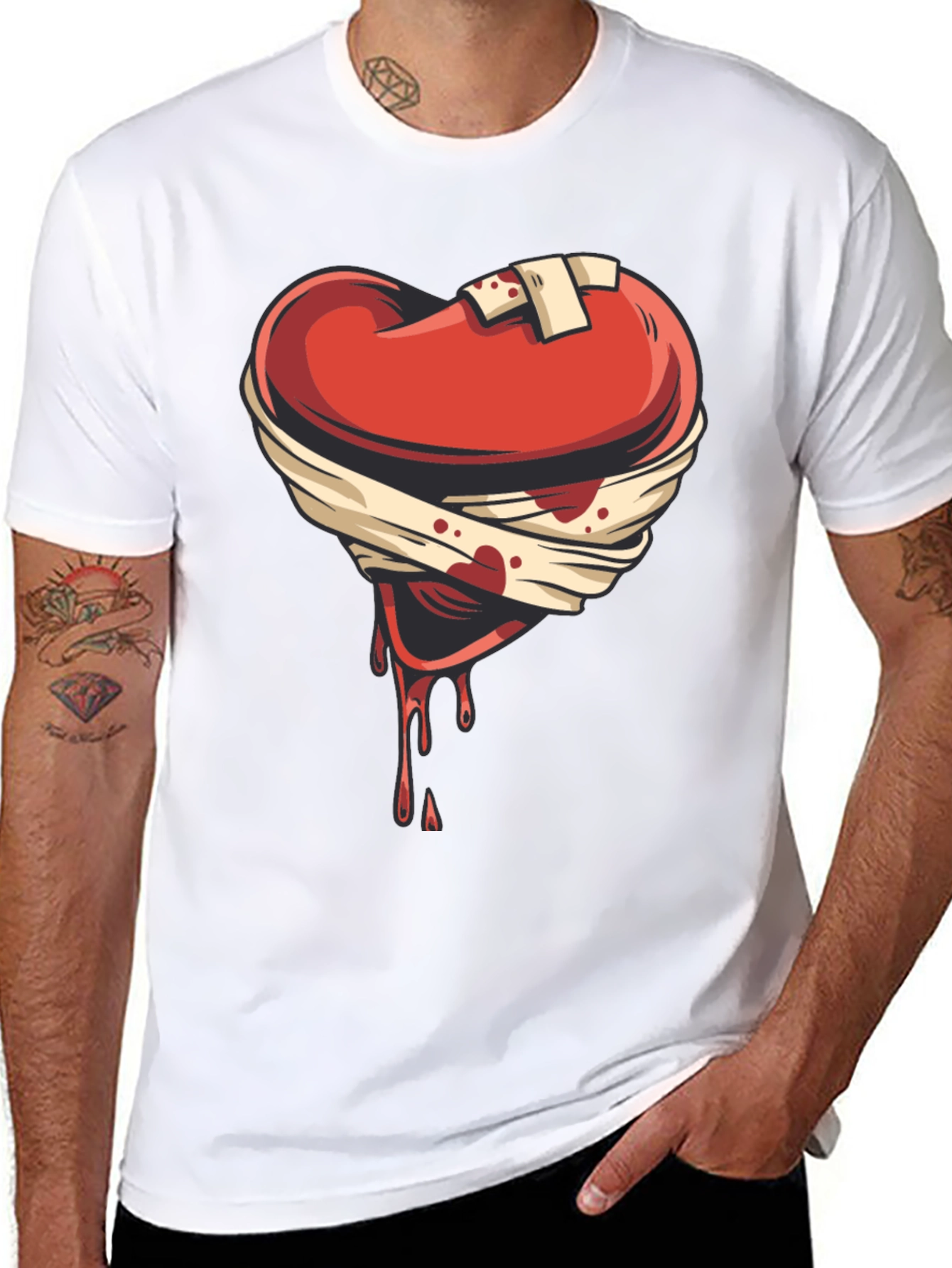 Wounded Heart Graphic Tee - Emotional Expression