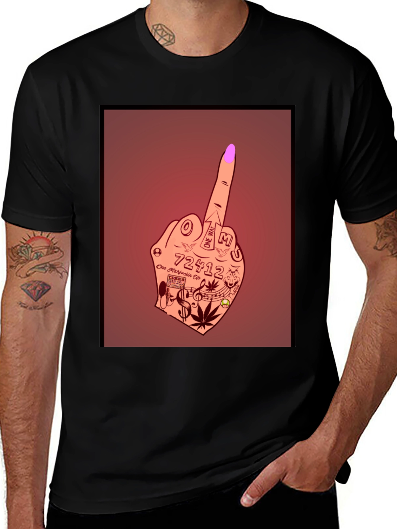 Tattoo Hand Gesture Graphic Tee - Bold Style
