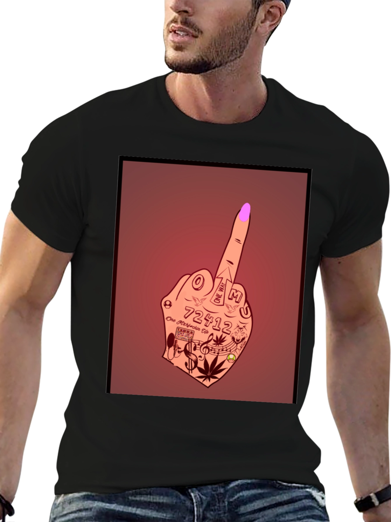 Tattoo Hand Gesture Graphic Tee - Bold Style