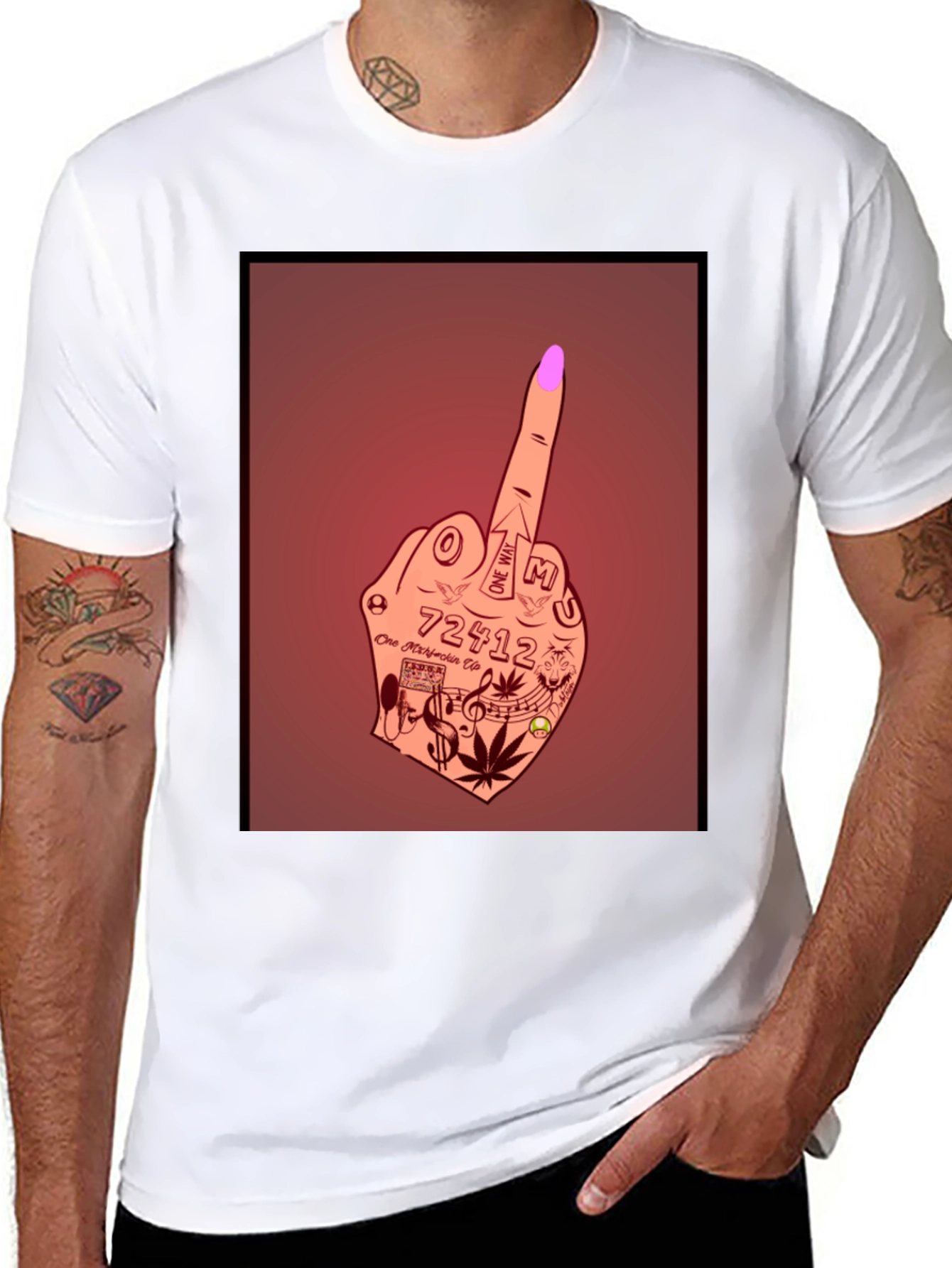 Tattoo Hand Gesture Graphic Tee - Bold Style