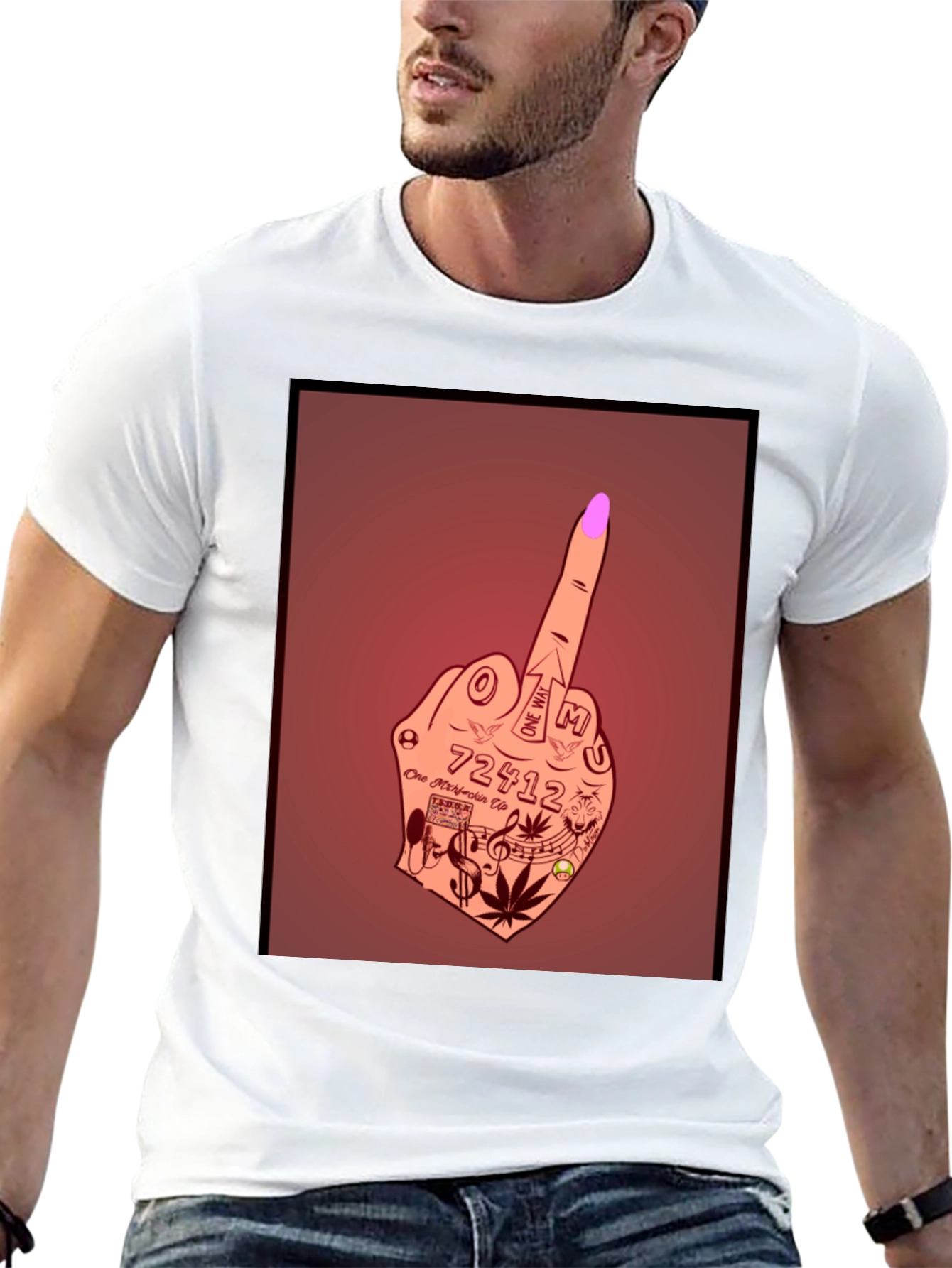 Tattoo Hand Gesture Graphic Tee - Bold Style