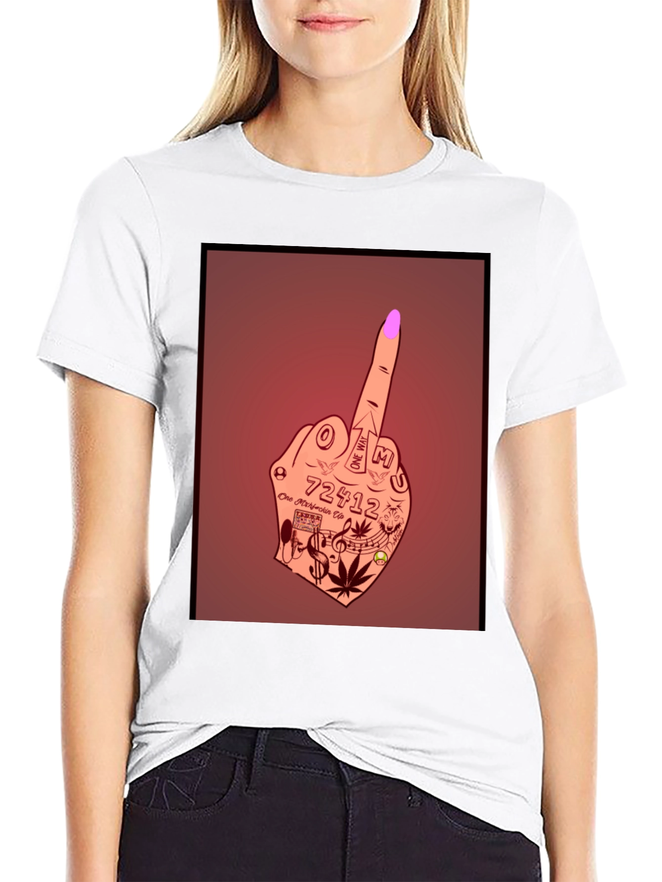 Tattoo Hand Gesture Graphic Tee - Bold Style