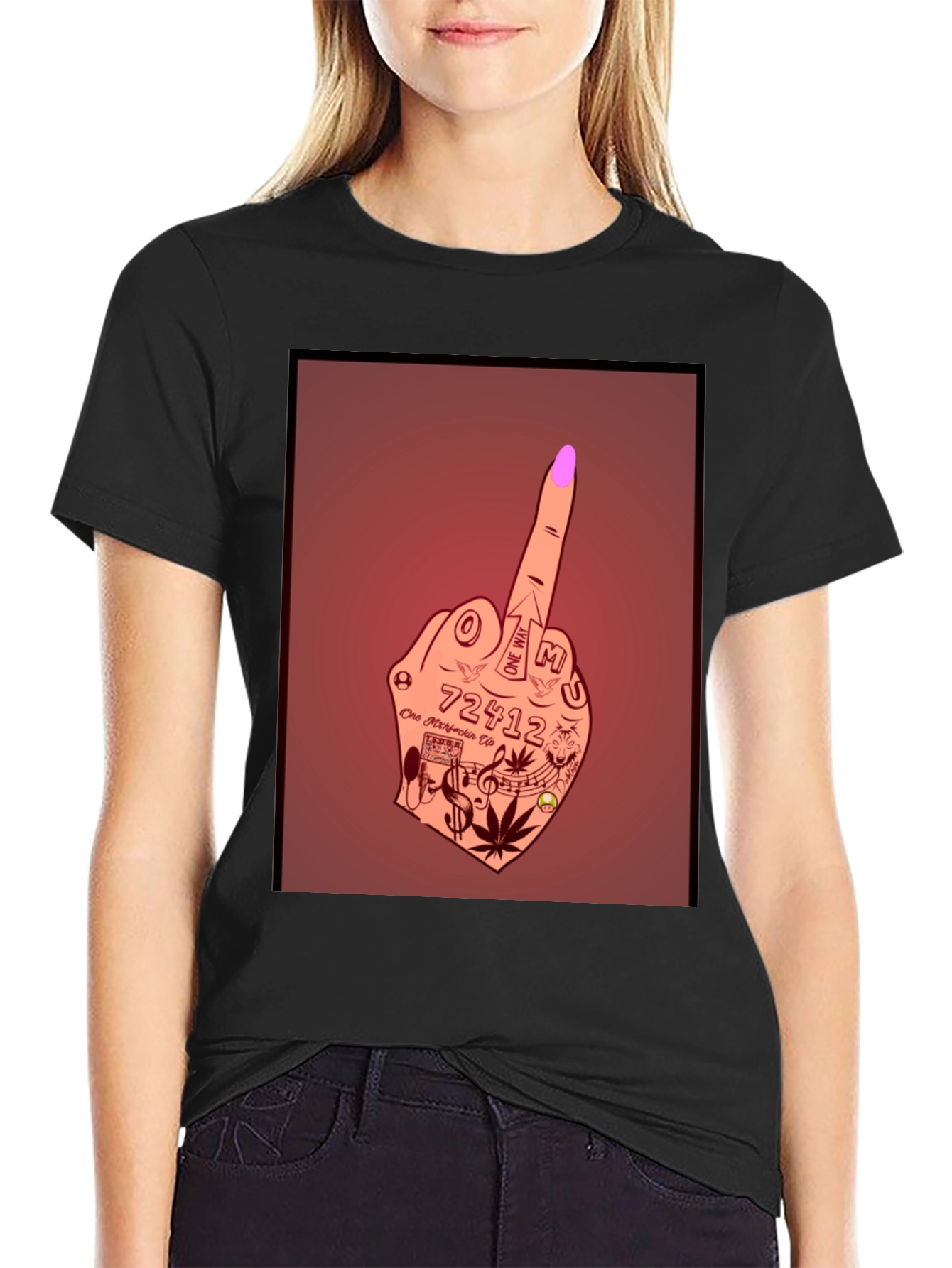Tattoo Hand Gesture Graphic Tee - Bold Style