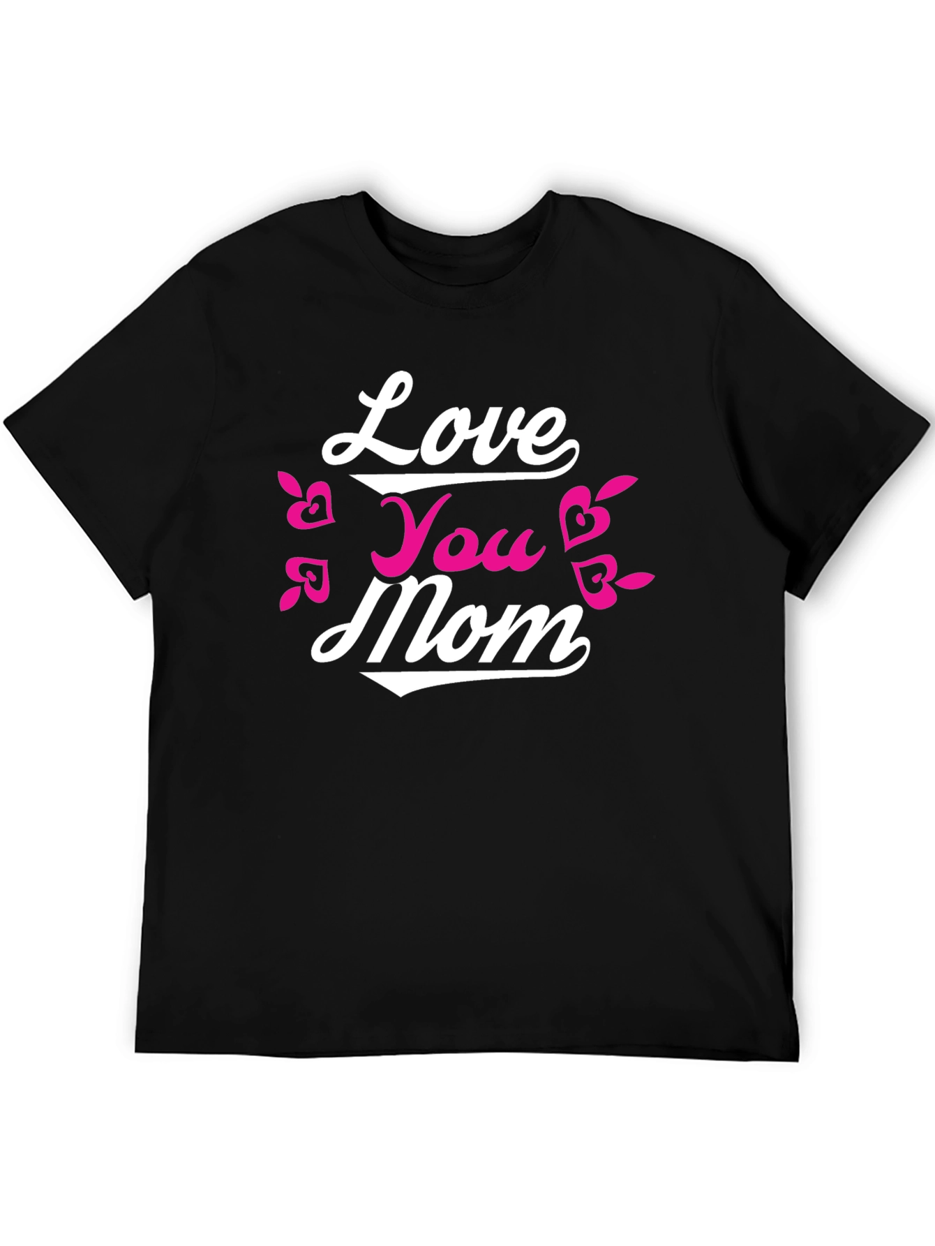 Love You Mom Black Graphic T-Shirt