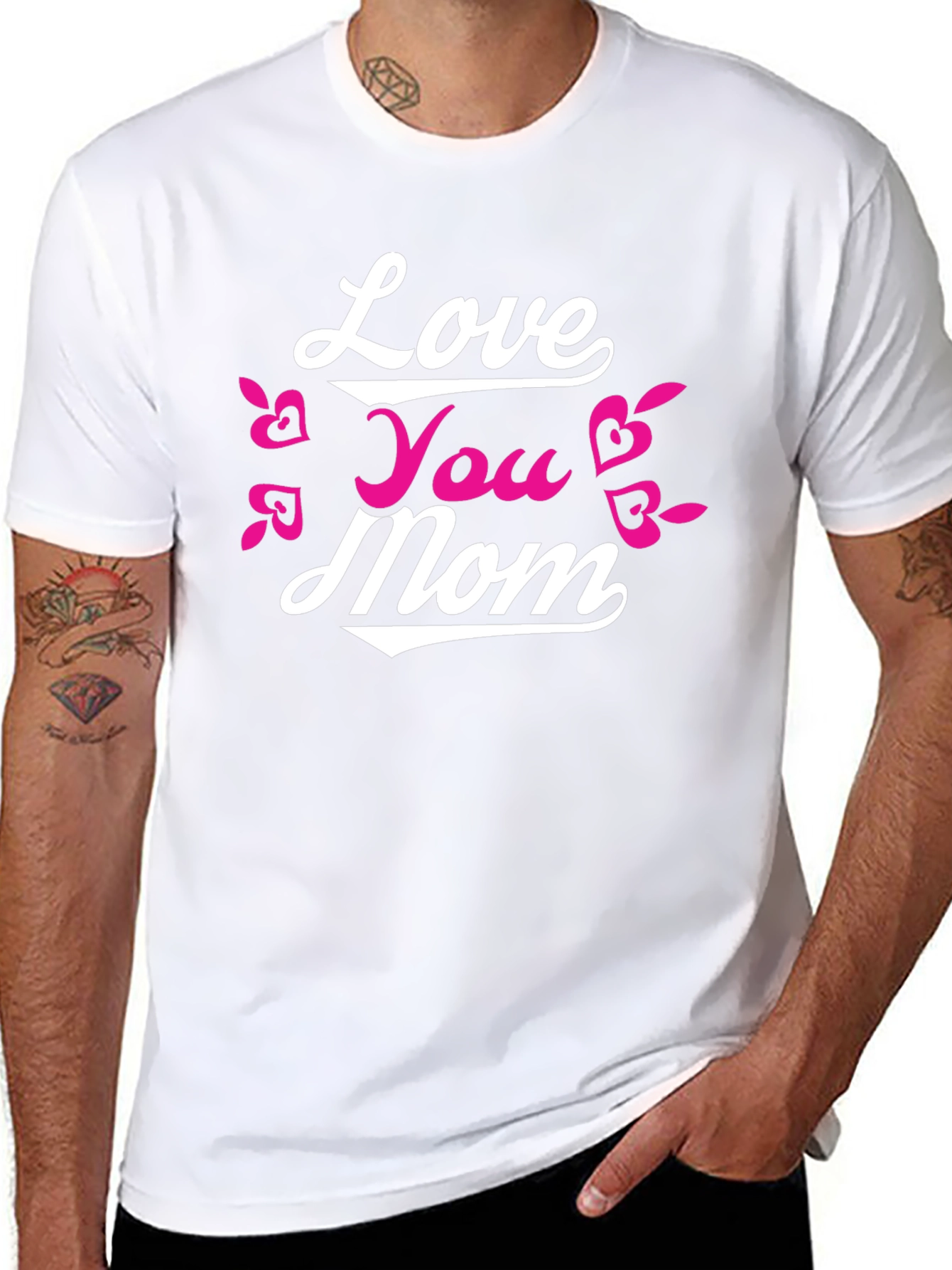 Love You Mom Black Graphic T-Shirt