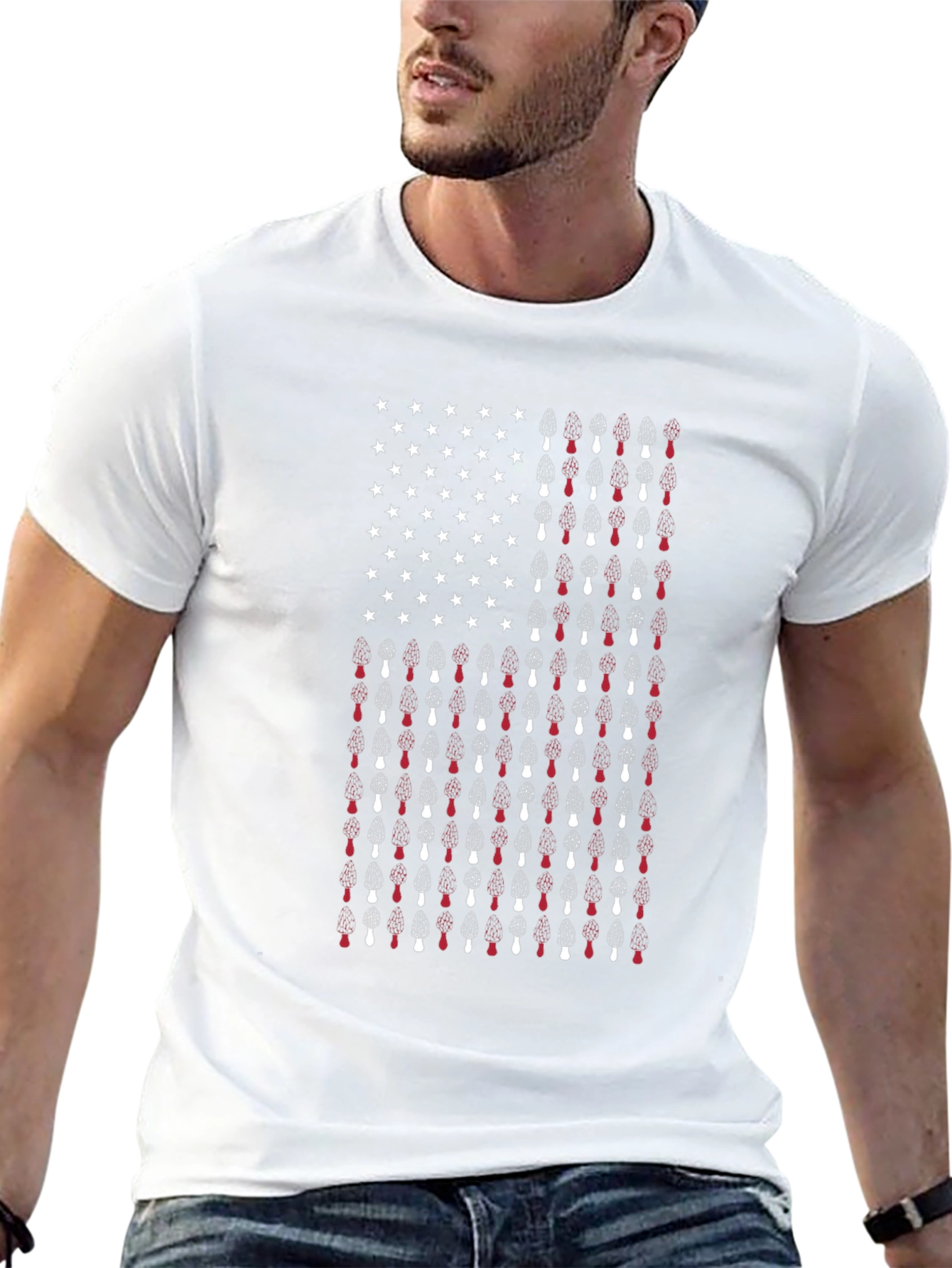 American Flag Mushroom Graphic Tee - Black