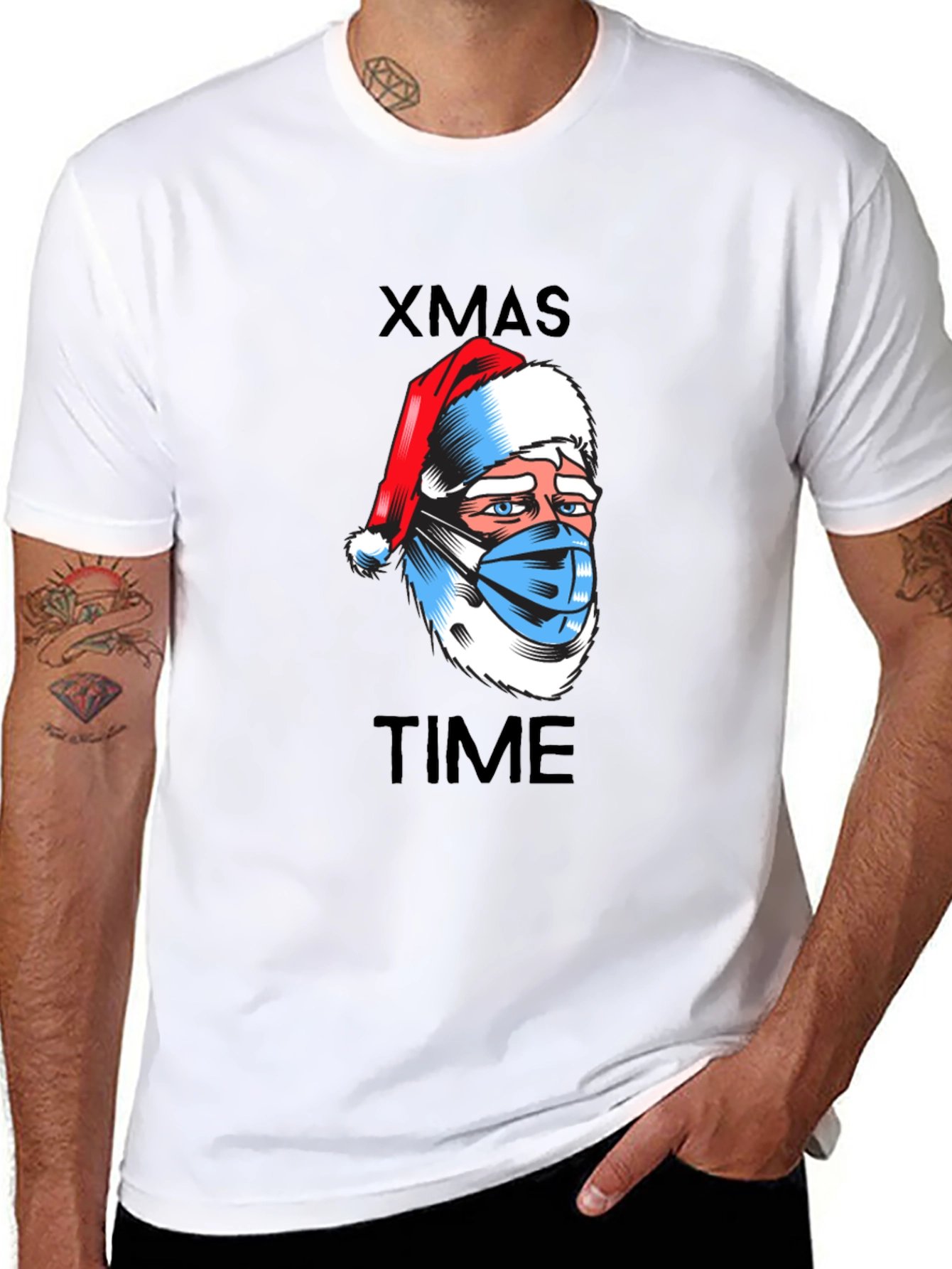 Xmas Time Masked Santa Graphic Tee