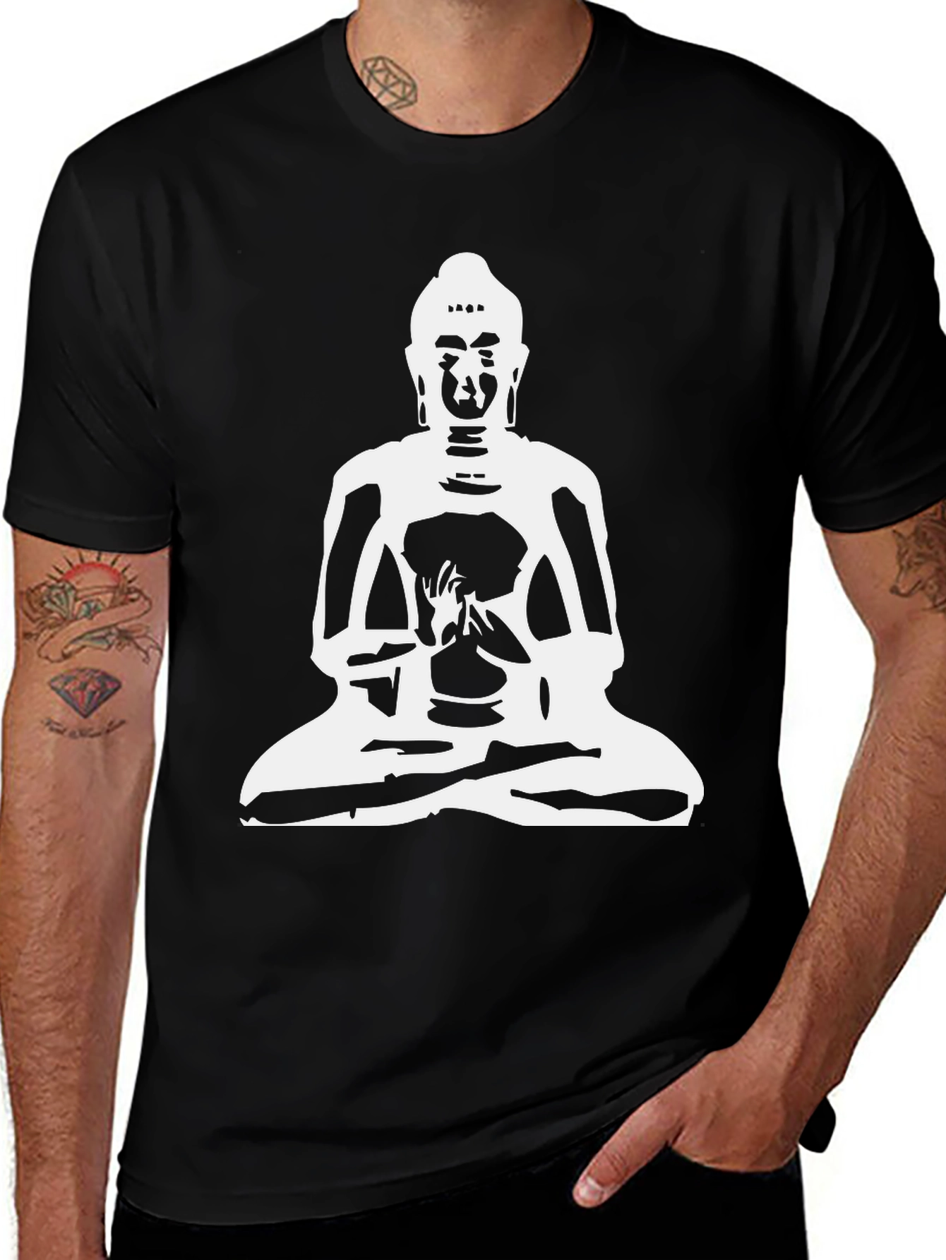 Buddha Graphic Print Black T-Shirt - Meditative Style