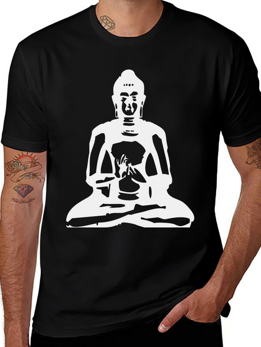 Buddha Graphic Print Black T-Shirt - Meditative Style