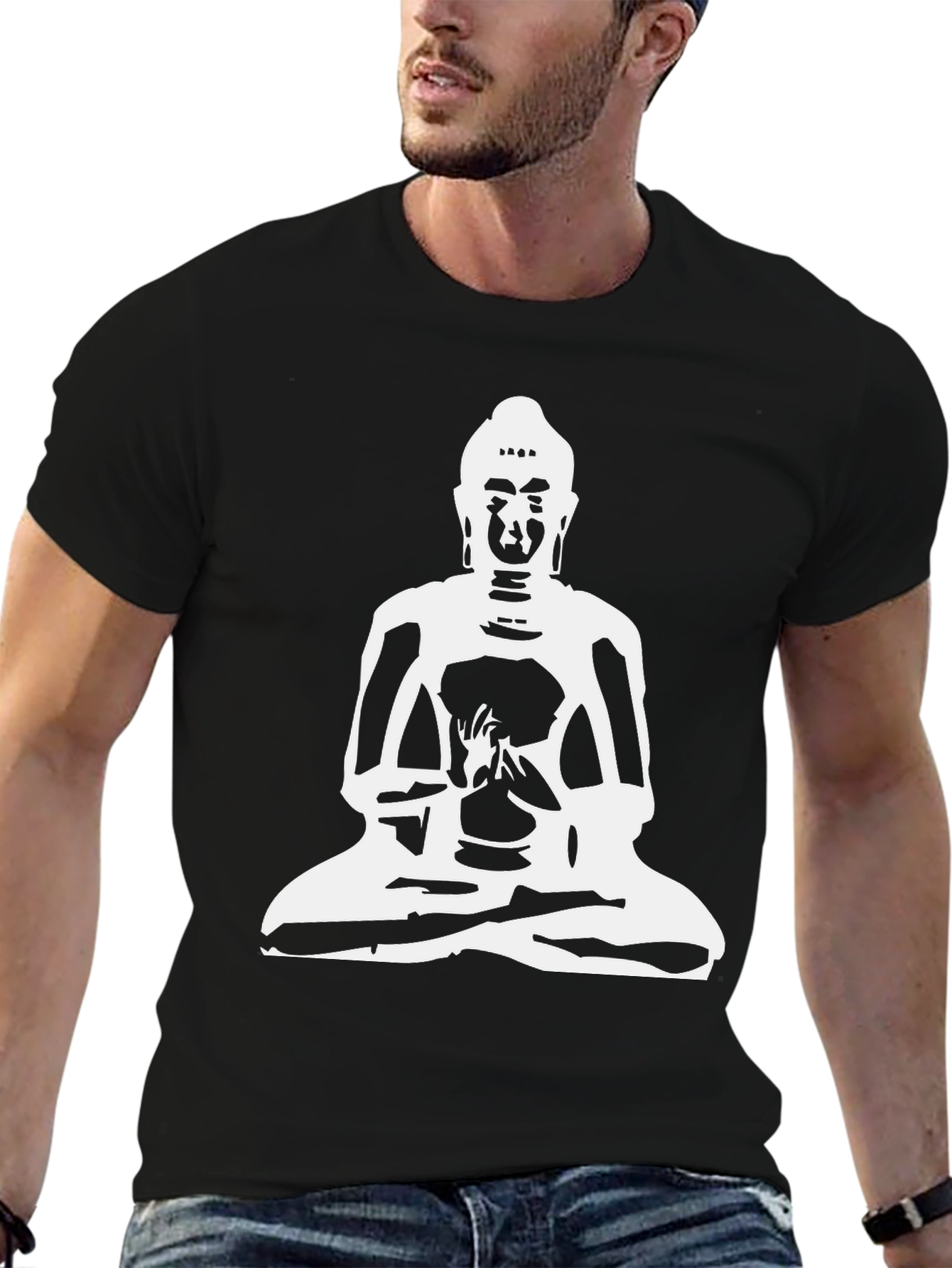 Buddha Graphic Print Black T-Shirt - Meditative Style
