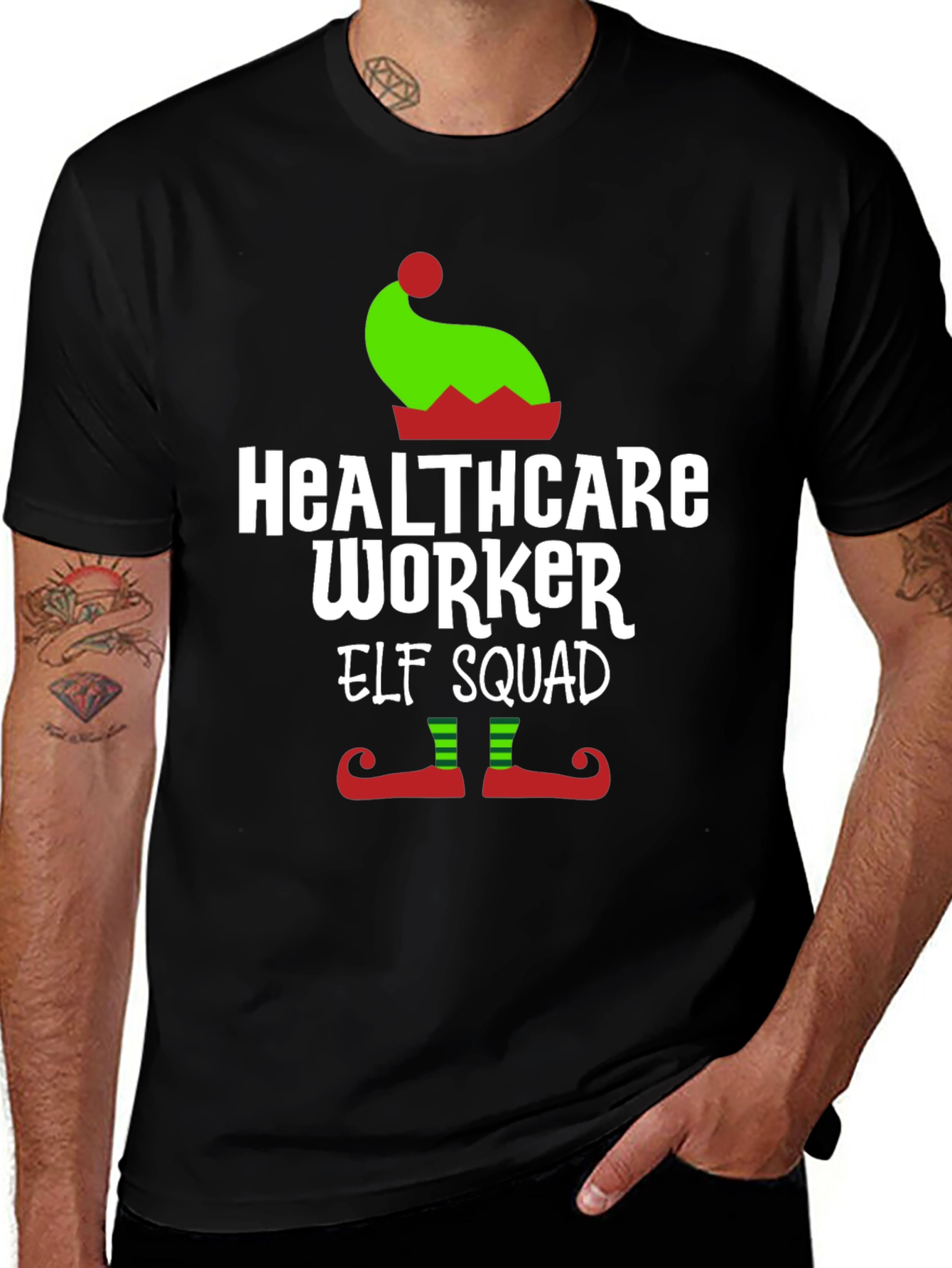 Healthcare Worker Elf Squad Christmas T-Shirt