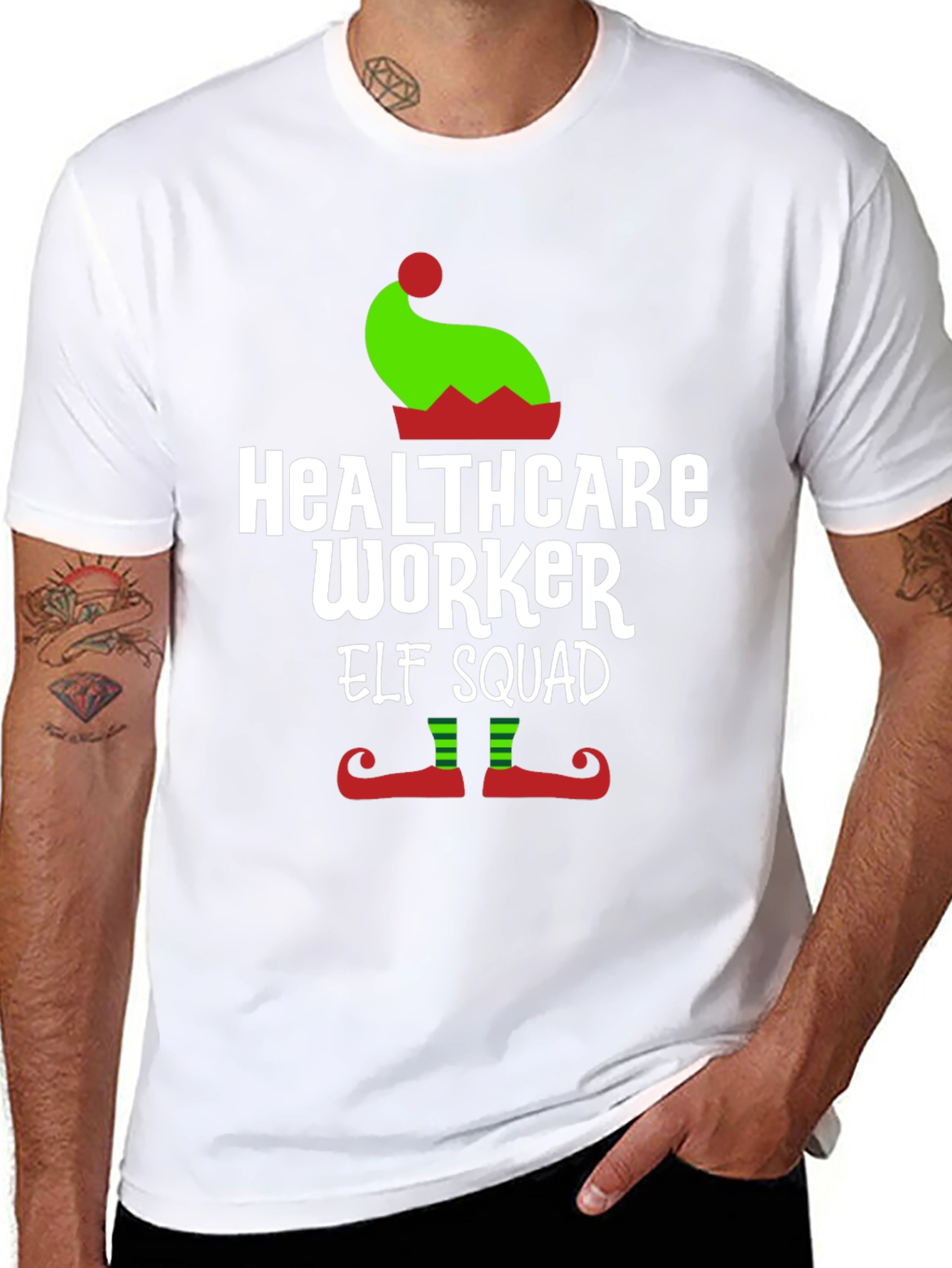 Healthcare Worker Elf Squad Christmas T-Shirt