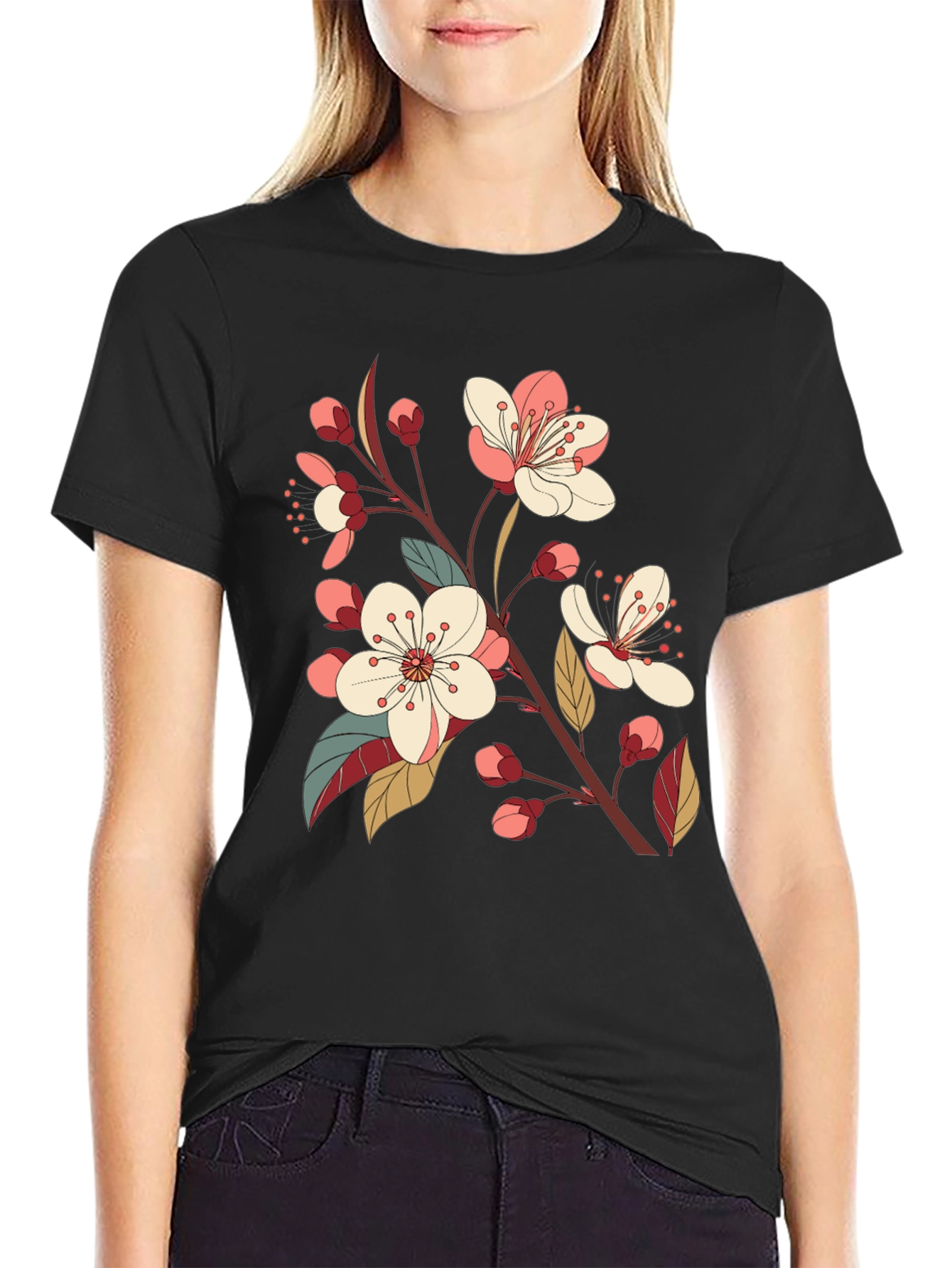 Black Cherry Blossom Graphic Tee
