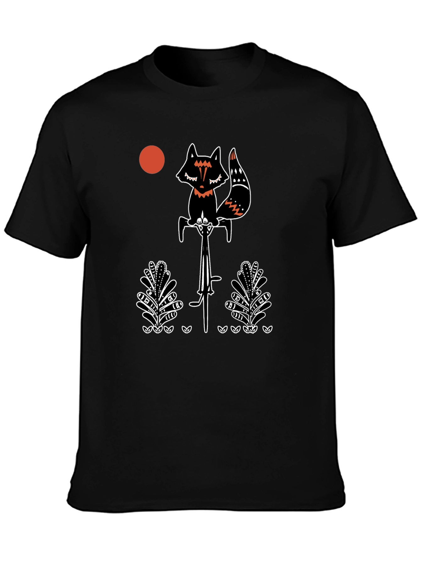 Fox on Bicycle Graphic Tee - Mens Black T-Shirt