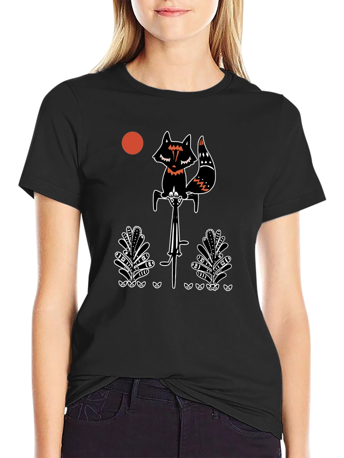Fox on Bicycle Graphic Tee - Mens Black T-Shirt