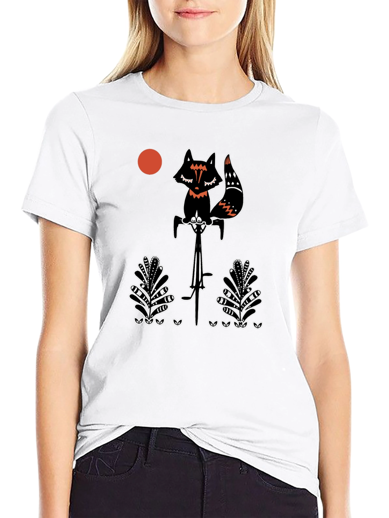 Fox on Bicycle Graphic Tee - Mens Black T-Shirt