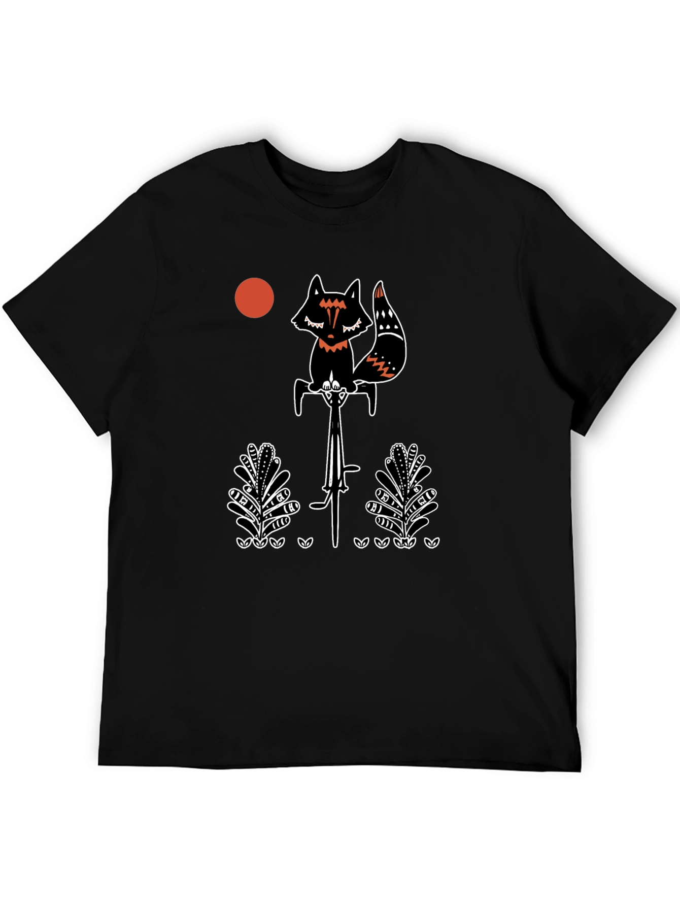 Fox on Bicycle Graphic Tee - Mens Black T-Shirt