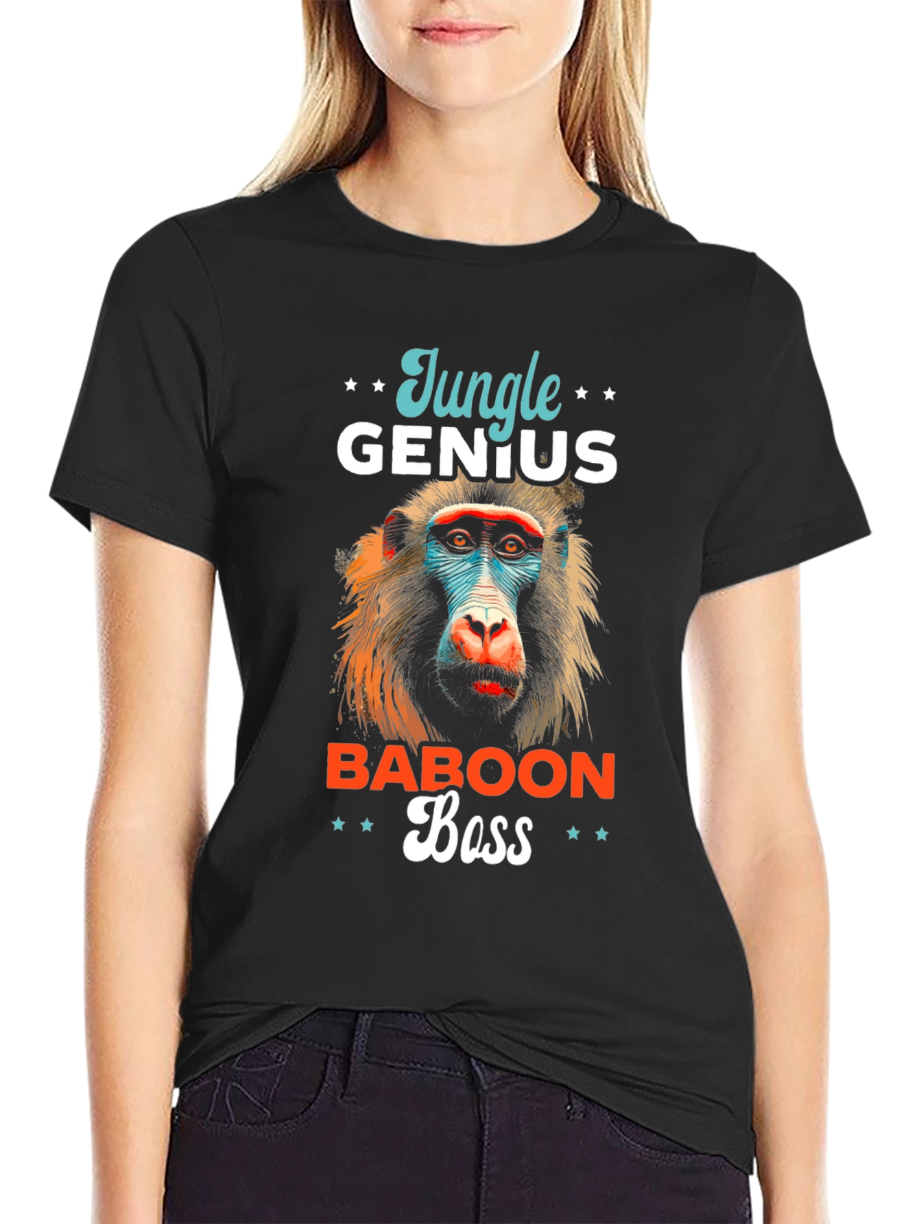 Jungle Genius Baboon Boss Graphic T-Shirt