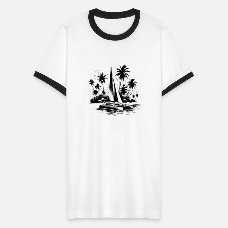 Catamaran Sailing Boat With Palm Trees