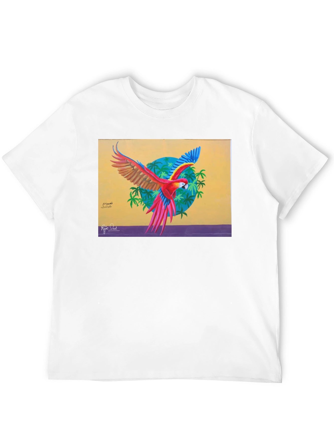 Tropical Parrot Graphic Tee - Vivid Art Print