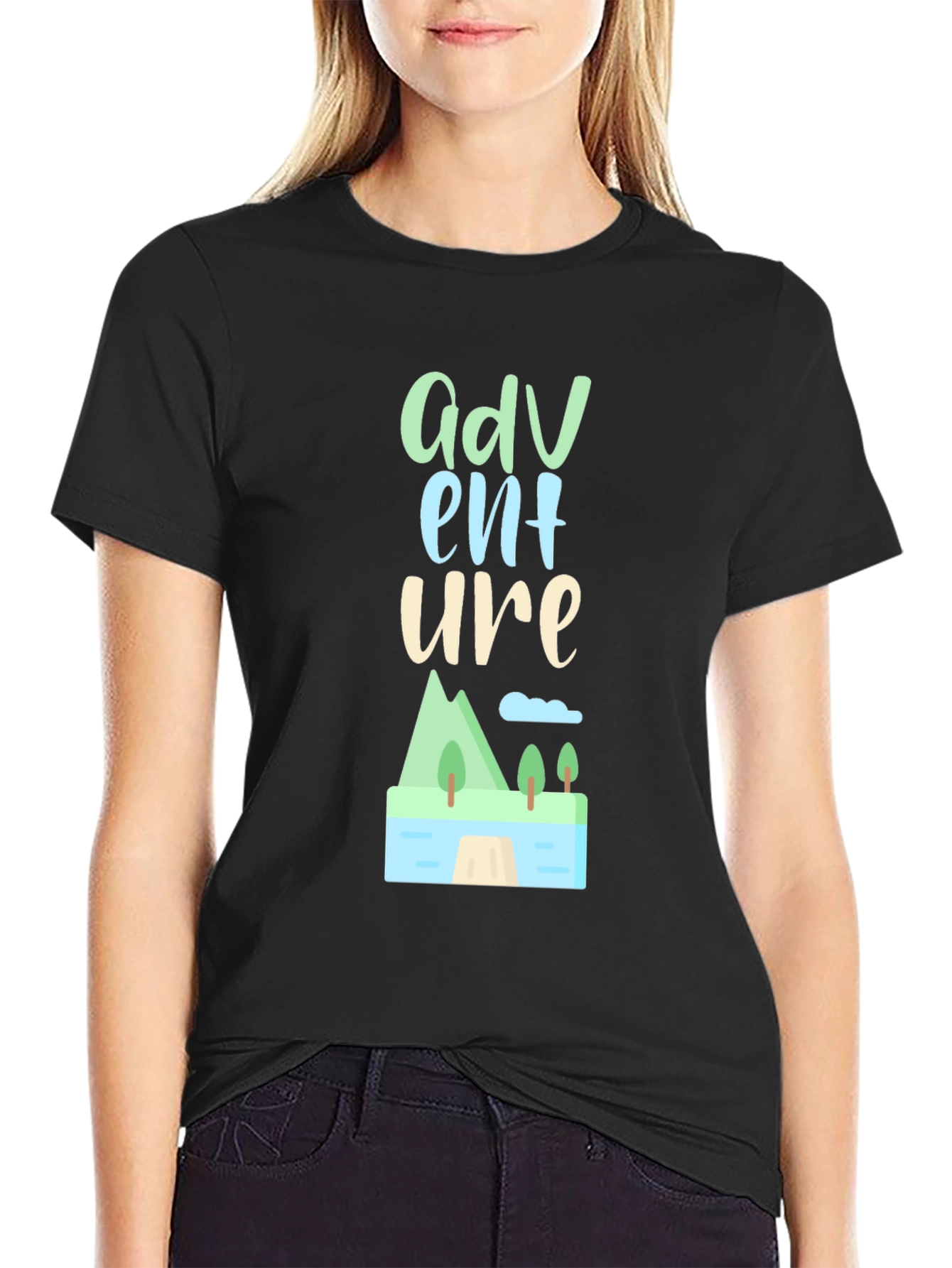 Adventure Graphic Tee - Stylish Black Cotton T-Shirt