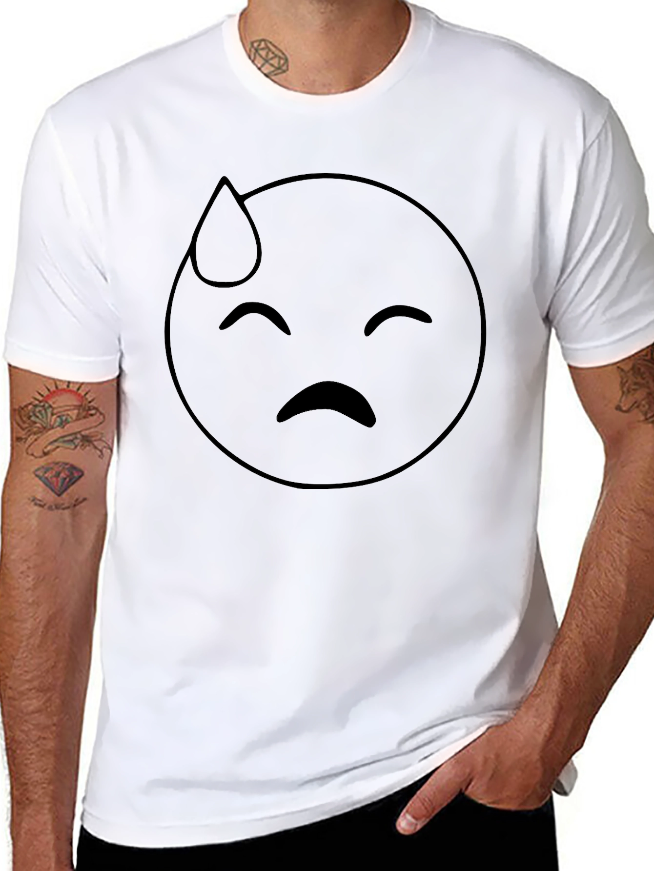 Black Emoji Sweat Drop Graphic Tee