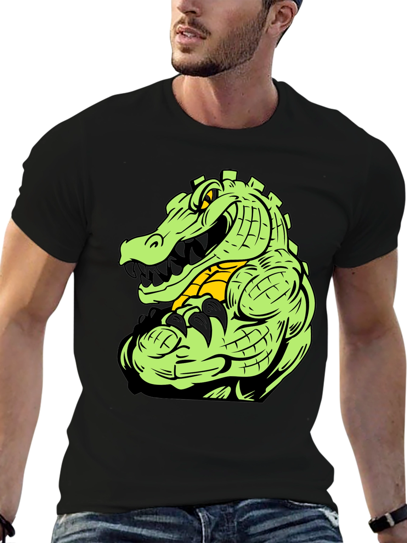 Gator Graphic Tee - Black Cotton T-Shirt
