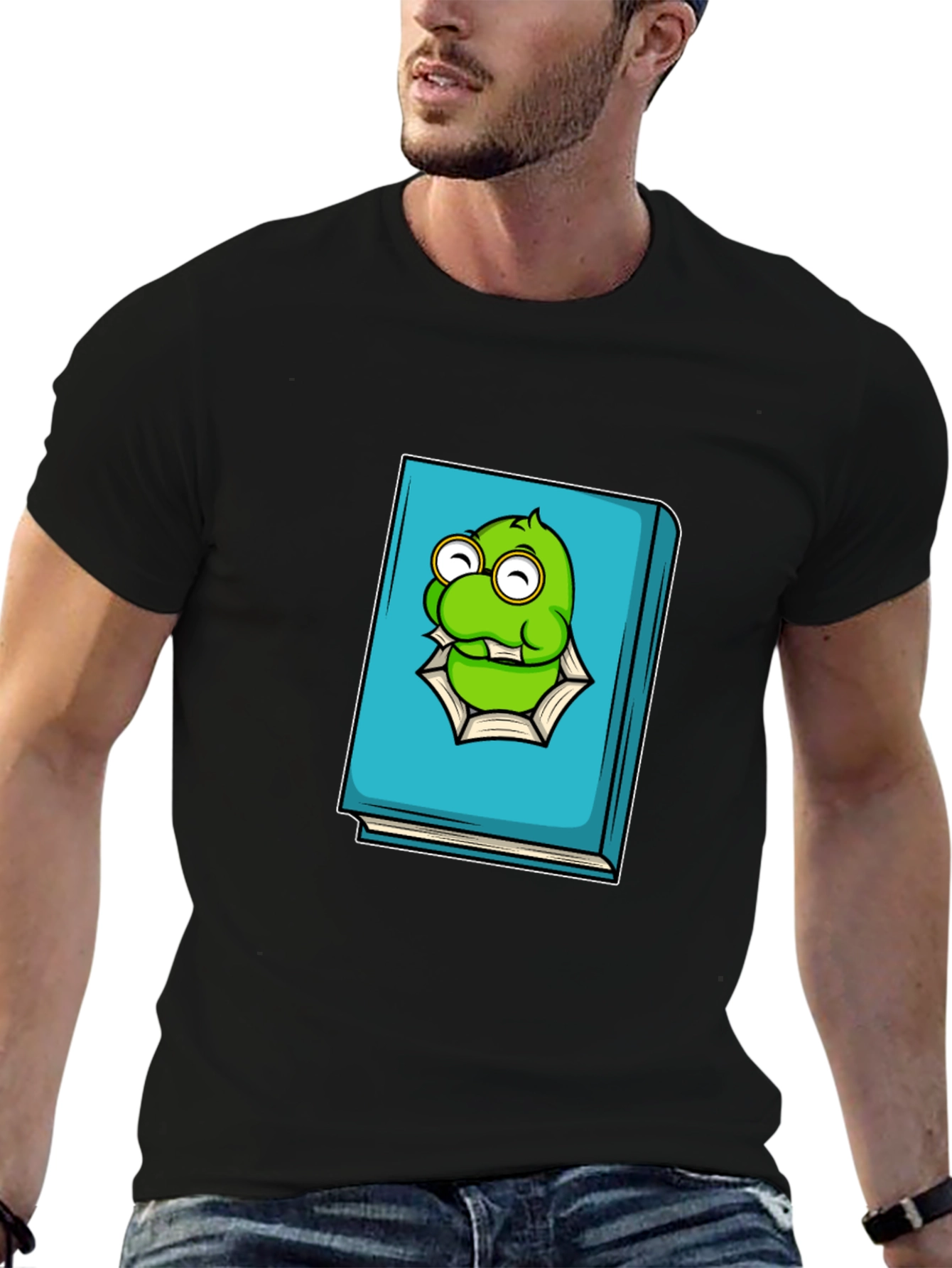 Monster Bookworm Tee - Black Cotton Graphic T-Shirt