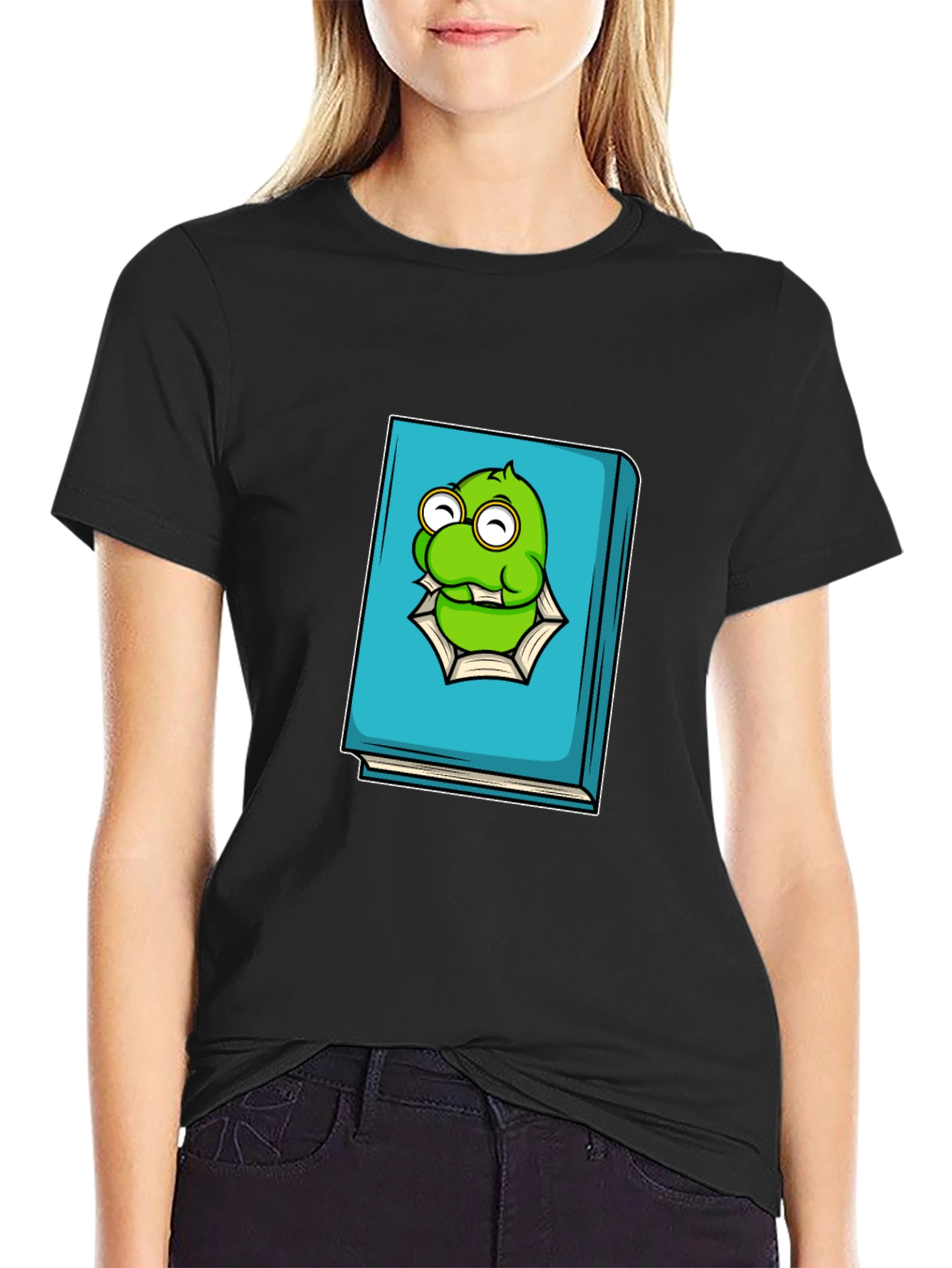 Monster Bookworm Tee - Black Cotton Graphic T-Shirt