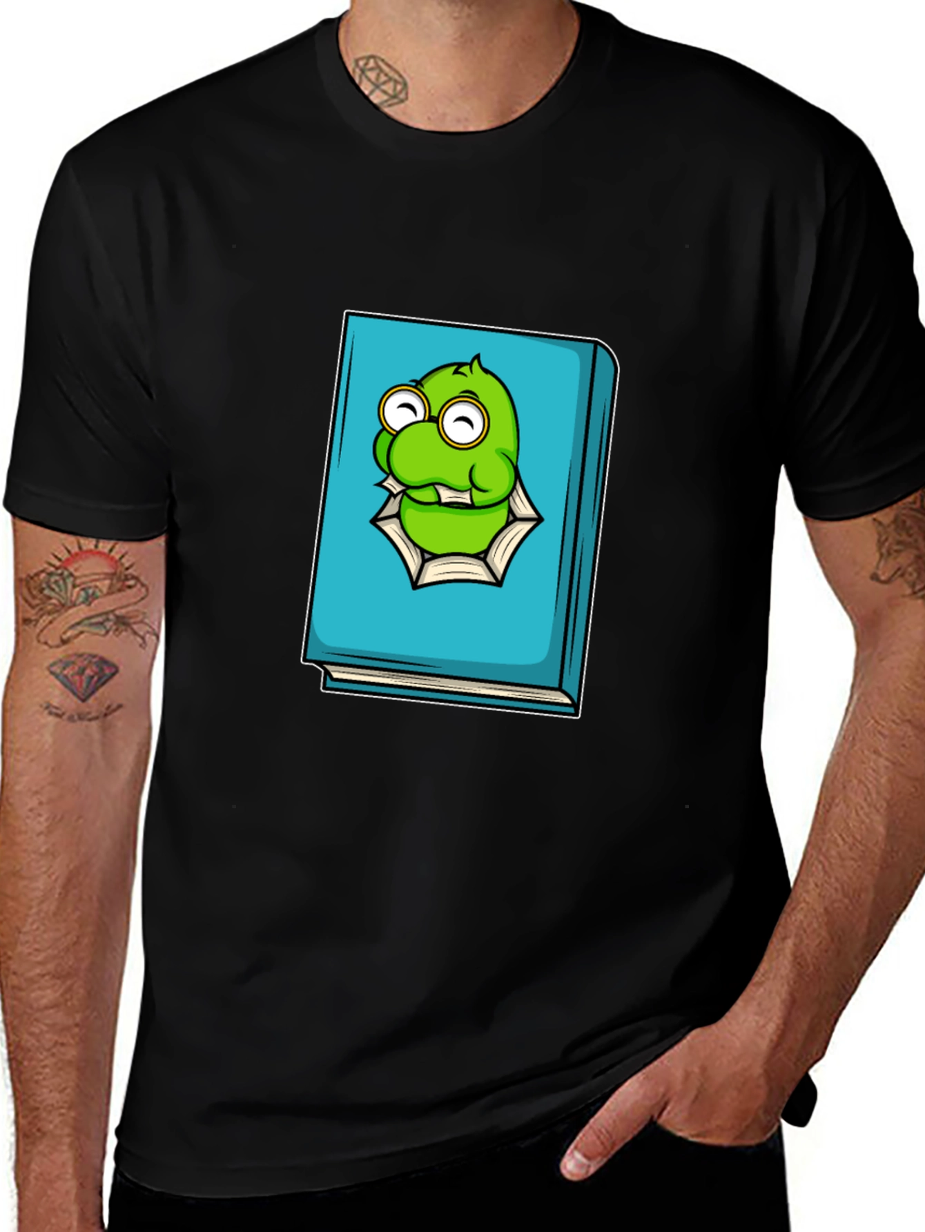 Monster Bookworm Tee - Black Cotton Graphic T-Shirt