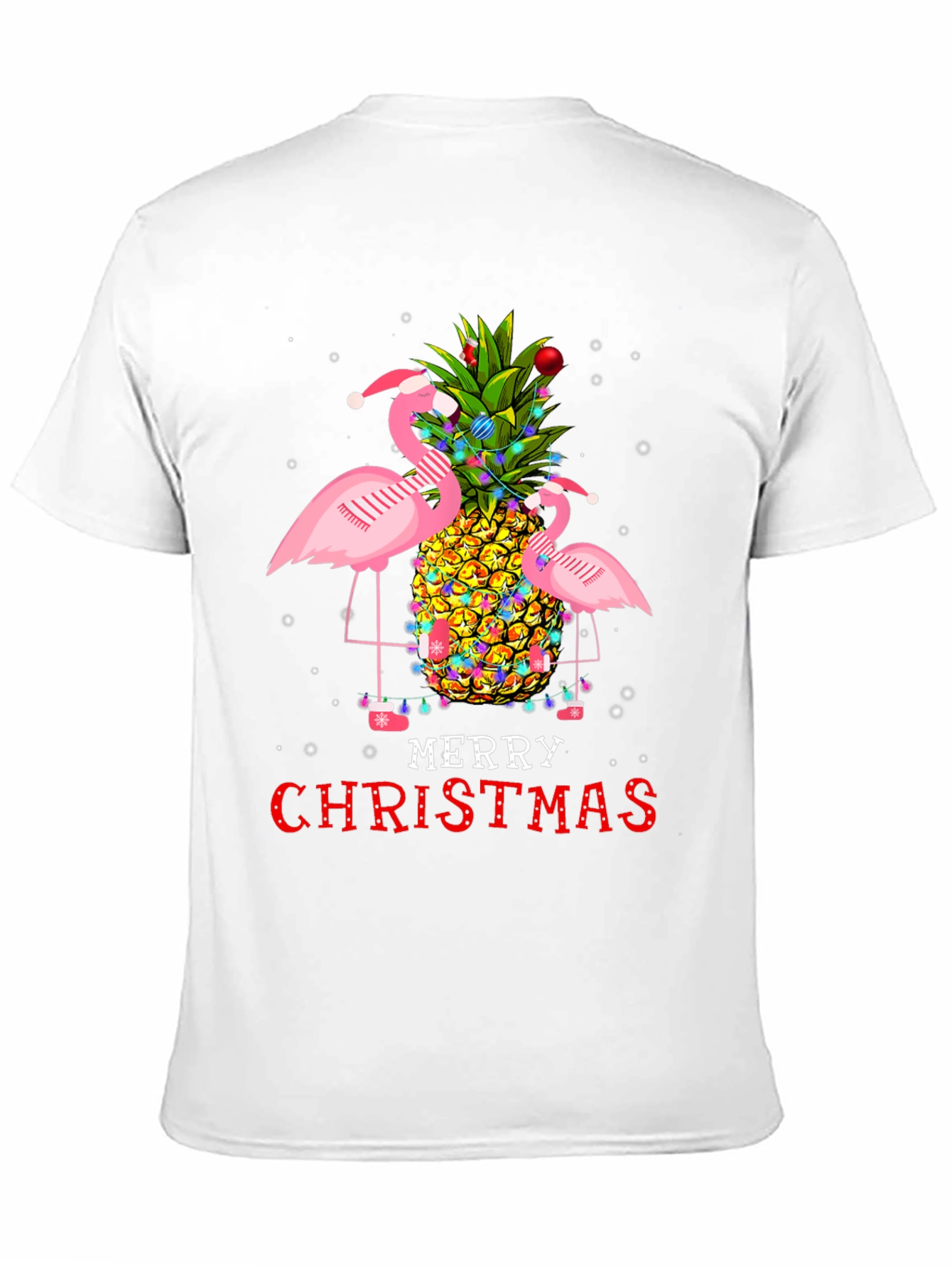 Flamingo Pineapple Merry Christmas Graphic Tee