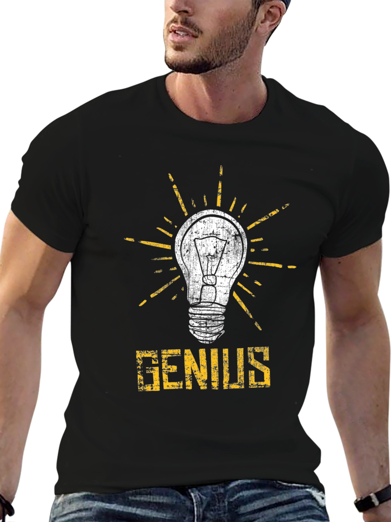 Genius Lightbulb Graphic T-Shirt - Black