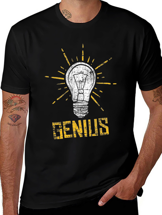 Genius Lightbulb Graphic T-Shirt - Black