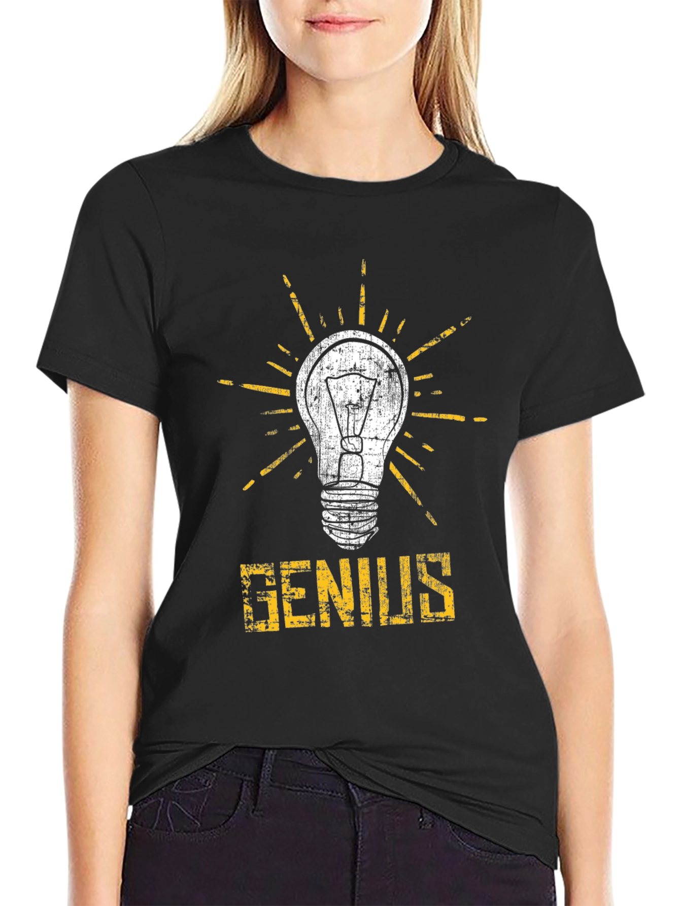 Genius Lightbulb Graphic T-Shirt - Black