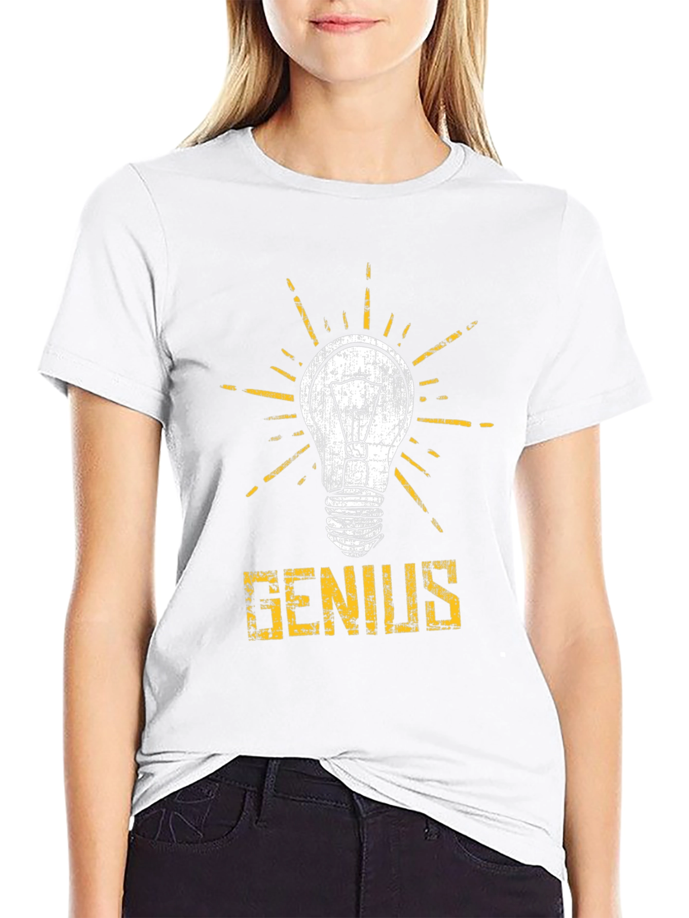 Genius Lightbulb Graphic T-Shirt - Black