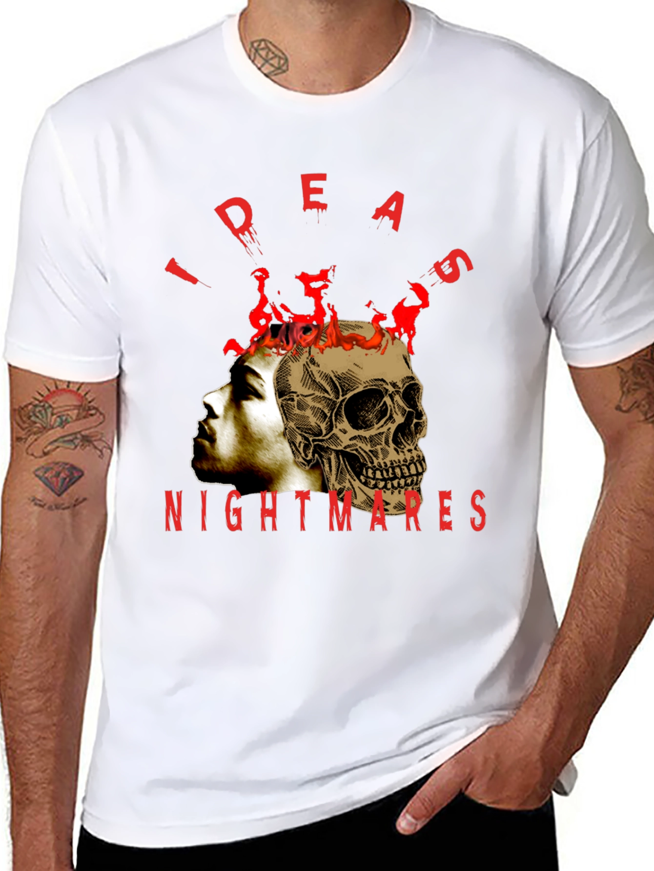 Ideas Nightmares Graphic T-Shirt - Skull Head Design