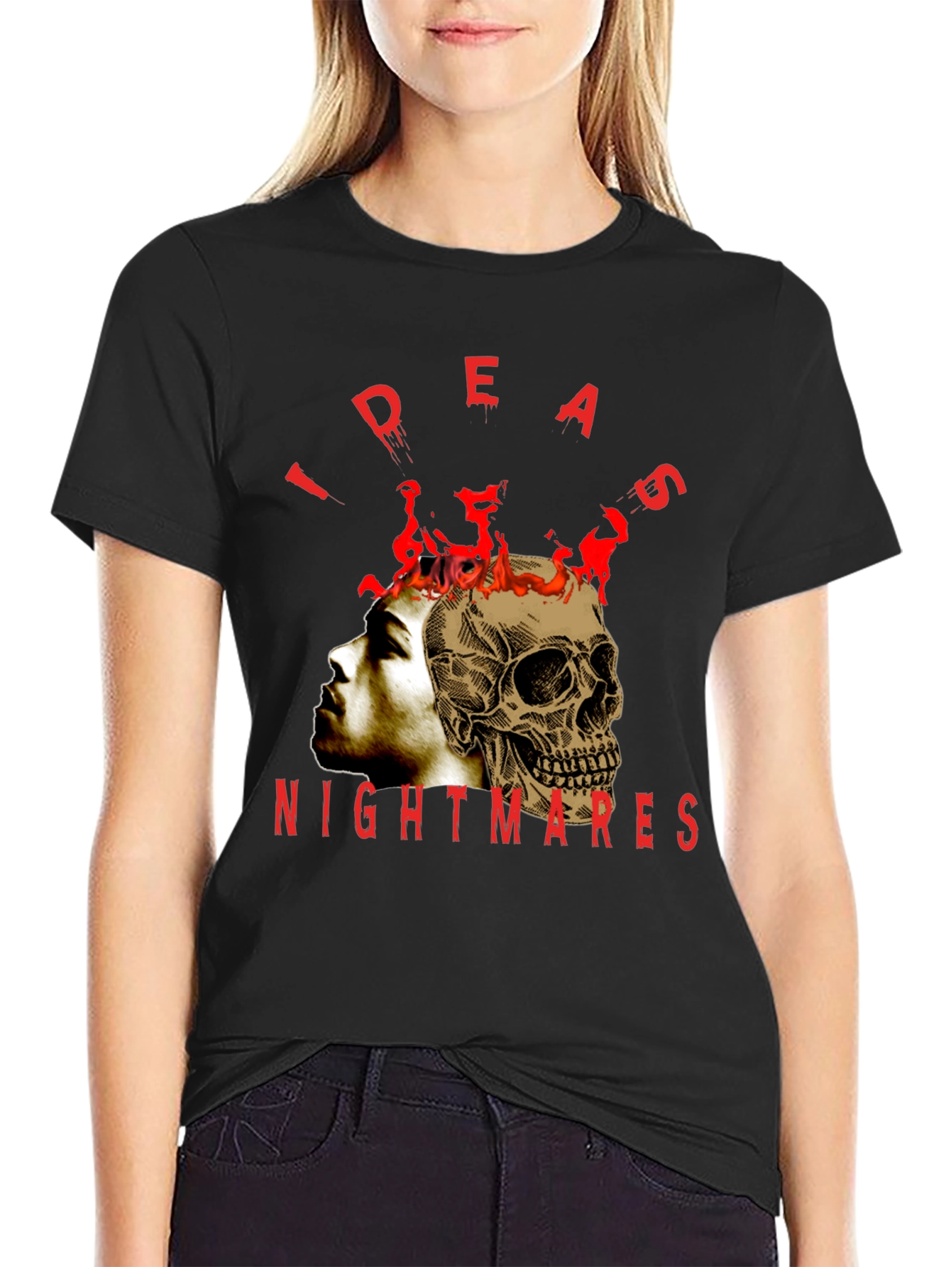 Ideas Nightmares Graphic T-Shirt - Skull Head Design