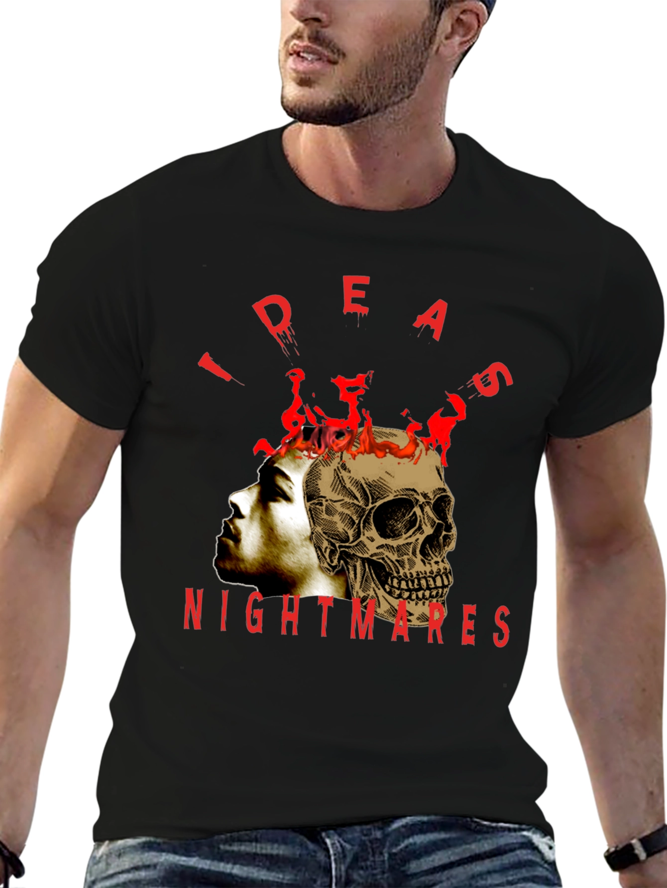 Ideas Nightmares Graphic T-Shirt - Skull Head Design