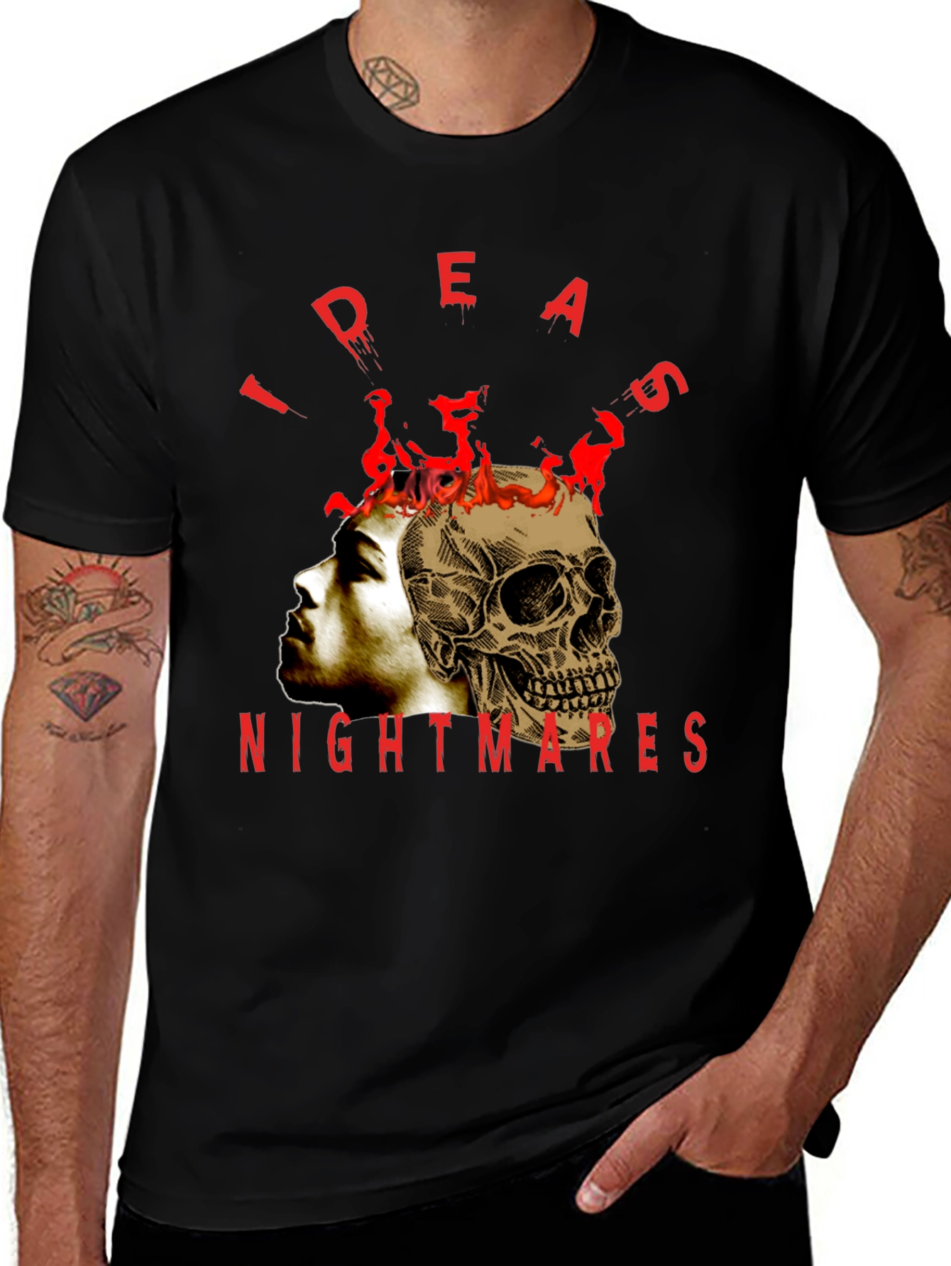 Ideas Nightmares Graphic T-Shirt - Skull Head Design