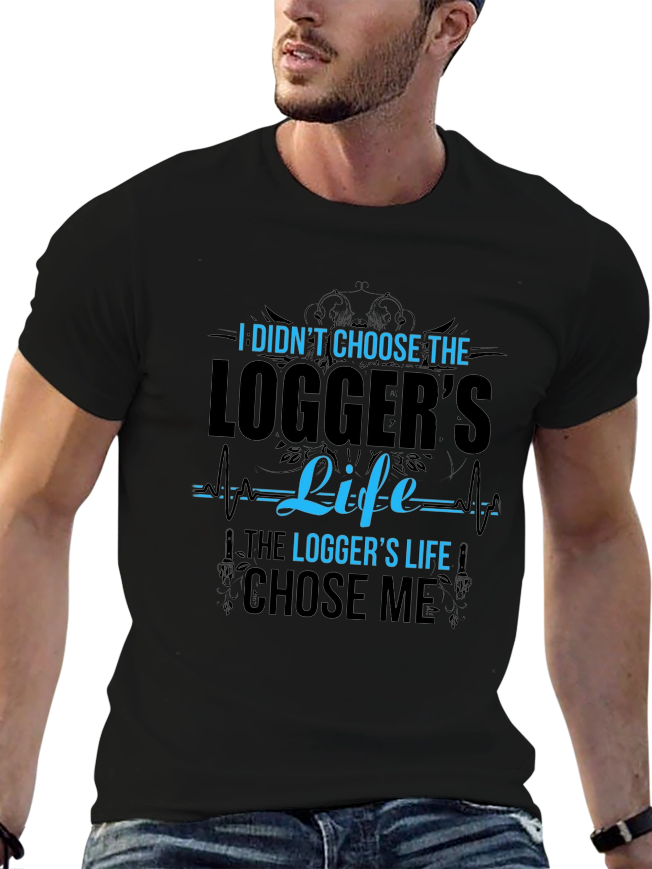 Loggers Life Black Cotton Graphic Tee