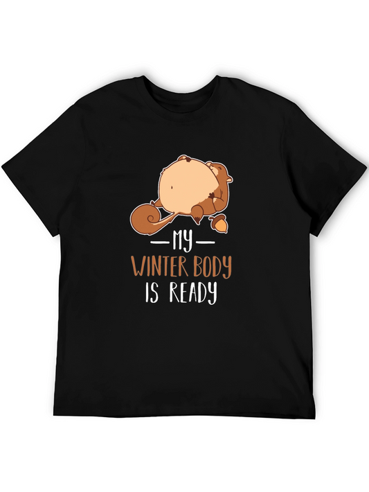 Funny Winter Body Ready Squirrel Graphic T-Shirt