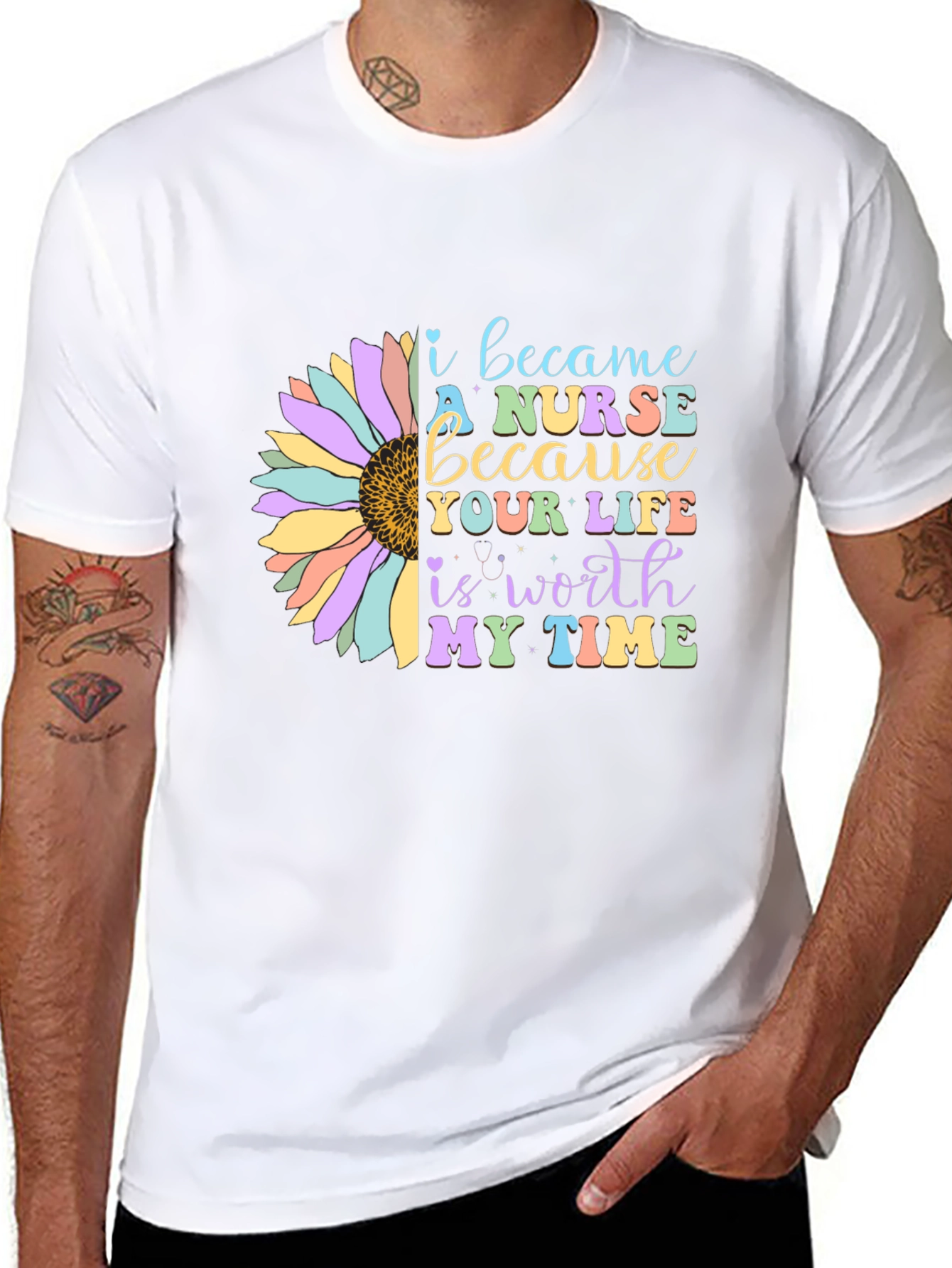 Nurse Sunflower Tee: Worth My Time Graphic T-Shirt