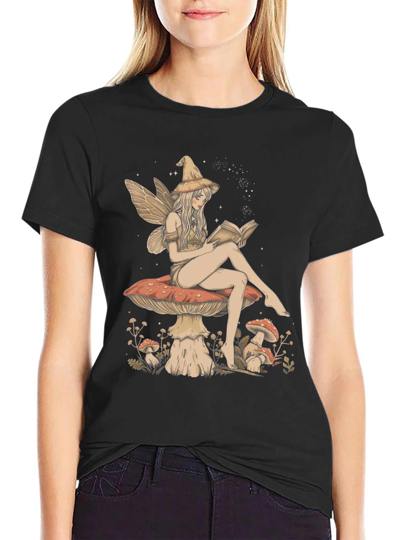 Fantasy Fairy Reading Book Graphic Tee