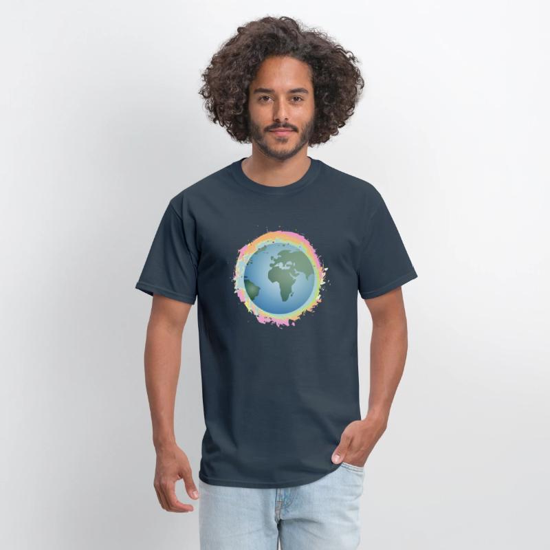 colorful planet earth with green continents