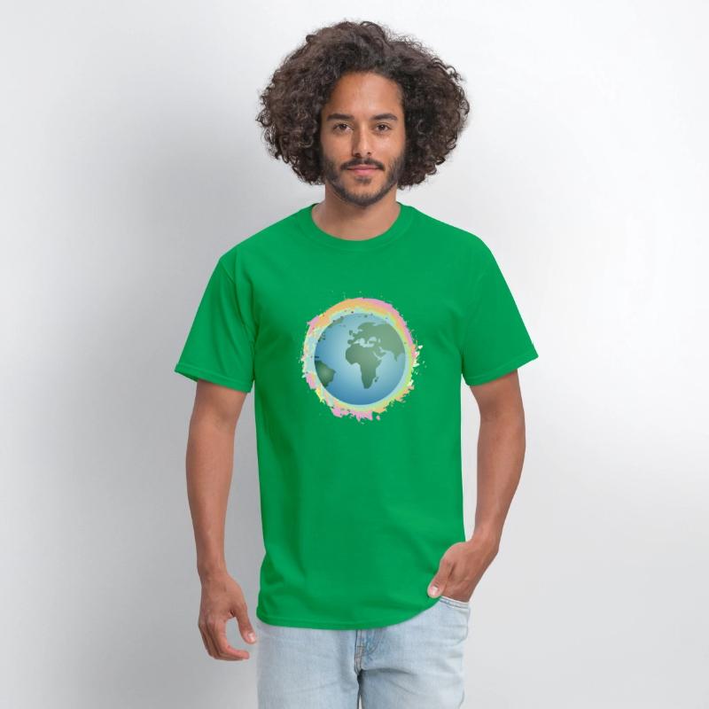 colorful planet earth with green continents