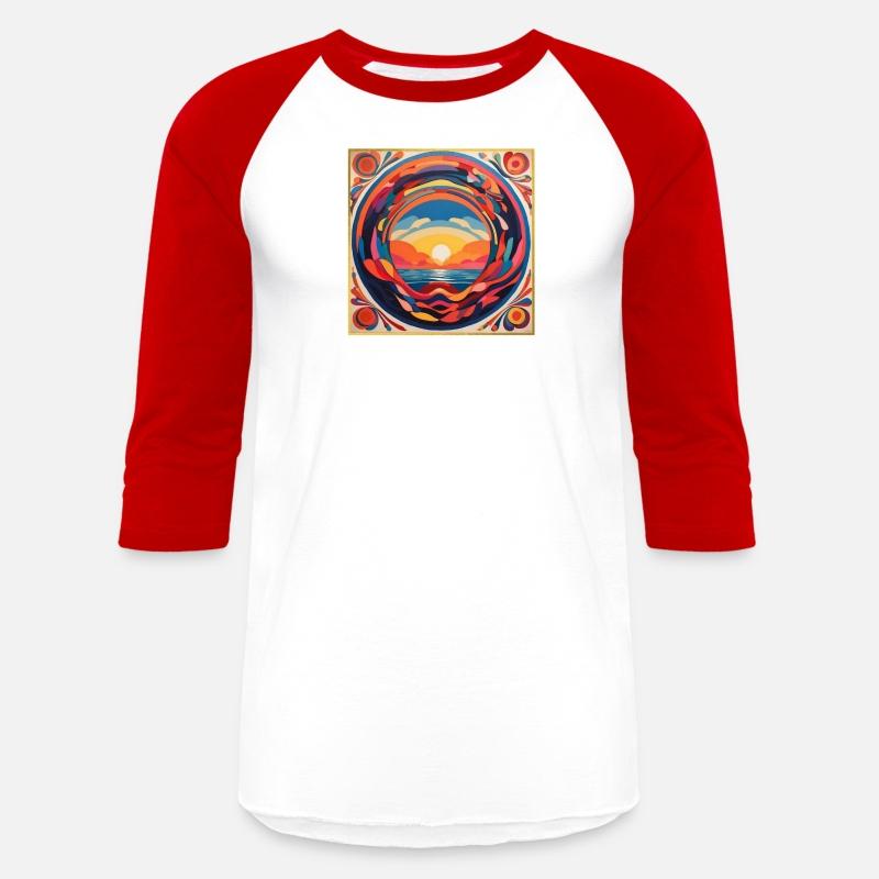 Colourful sunset circular graphic