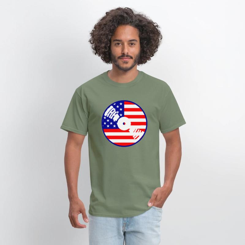 Cool USA Flag America Vinyl Music Record DJ Party